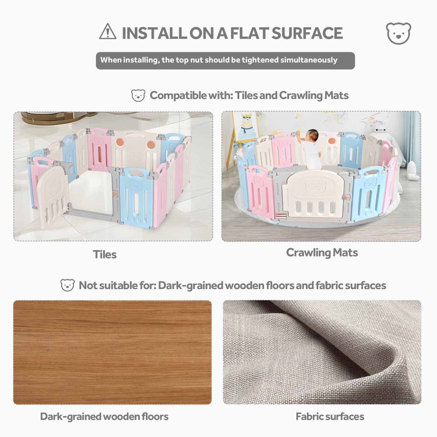 Parc pour bébé à 14 panneaux, Centre d'activités pour enfants Baby Fence, barrières de sécurité pour bébé pour intérieur extérieur