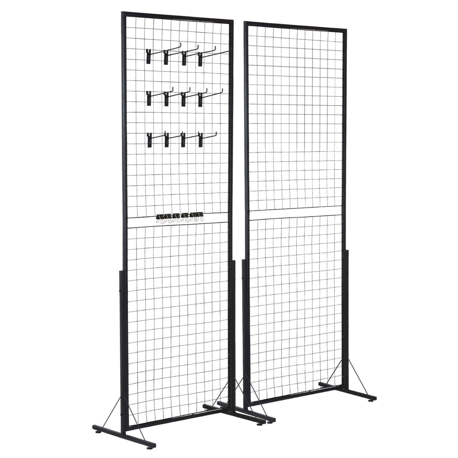 VEVOR 2' x 5.6' Grid Wall Panels Tower, 2 Packs Wire Gridwall Display Racks with T-Base Floorstanding, Double Side Gridwall Panels, Retail Display