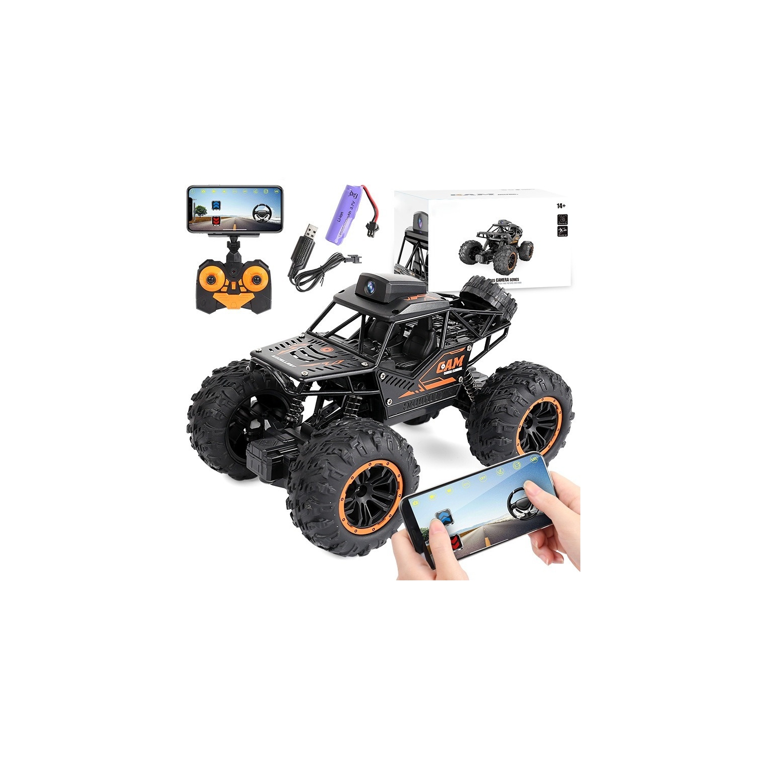 RC Car, 1:18 Remote Control Car with Camera, High Speed Alloy Off Road Truck Fast Racing Vehicle Electric Hobby Toy Car Gift for Boys Kids Teens