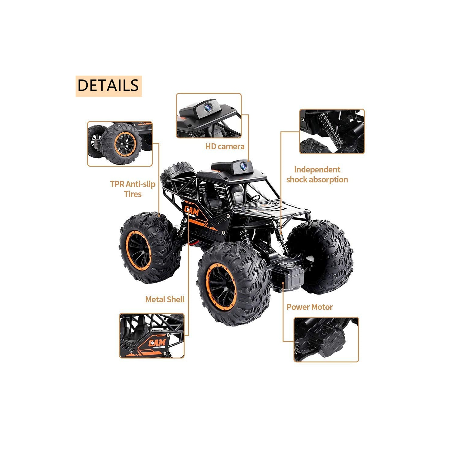 RC Car, 1:18 Remote Control Car with Camera, High Speed Alloy Off Road Truck Fast Racing Vehicle Electric Hobby Toy Car Gift for Boys Kids Teens