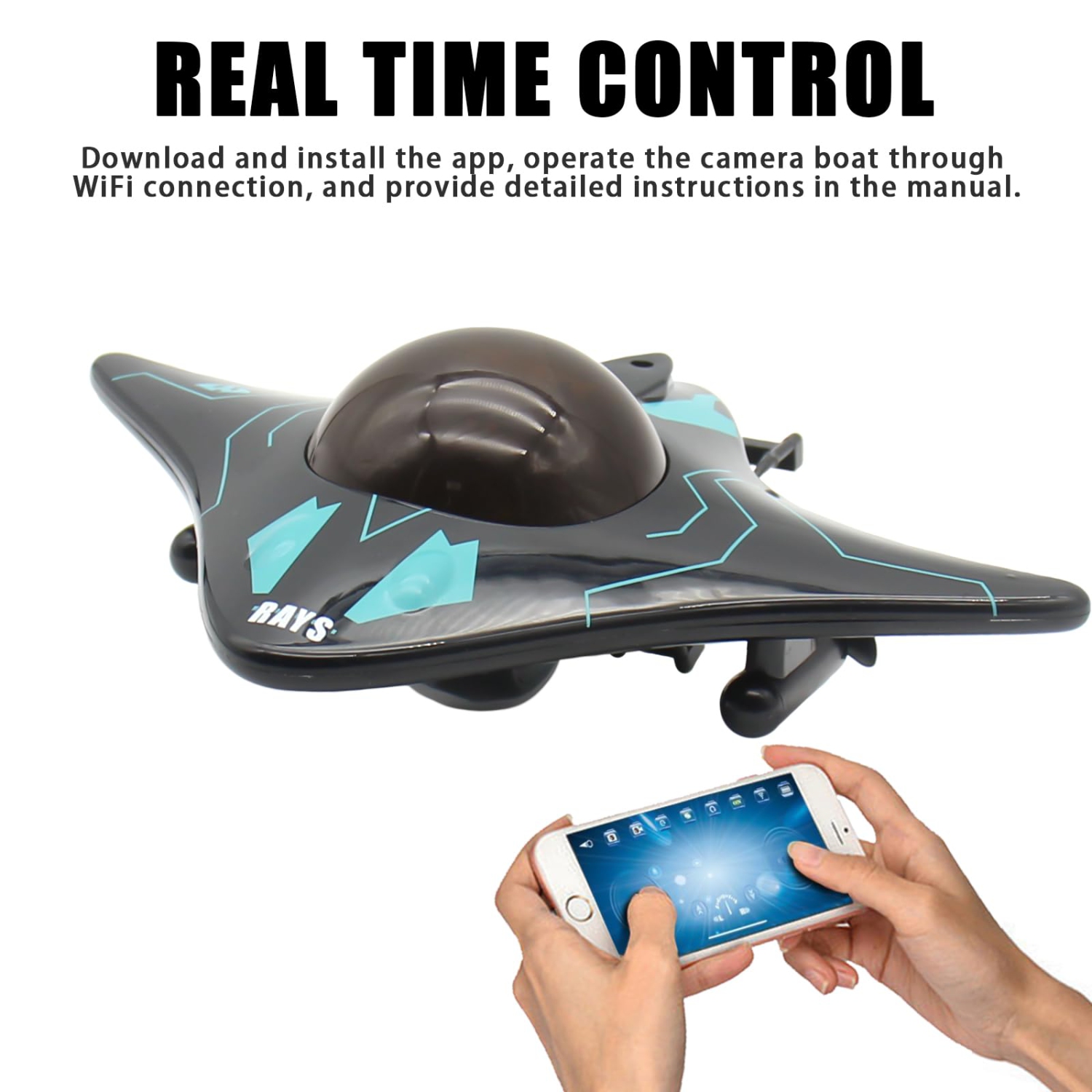 RC Boat with Camera App Wireless Control, Remote Control Boat for Pools & Lakes Real-Time Shoot, for Adults Boys Girls from 8 Years