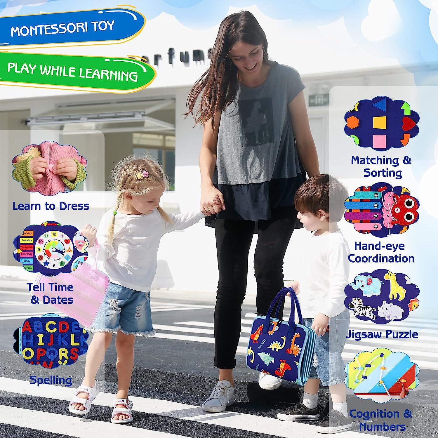 Cahier de société occupé, jouets Montessori , jouets sensoriels éducatifs pour enfants d'âge préscolaire, jouets de voyage pour enfants de 3 4 5 ans