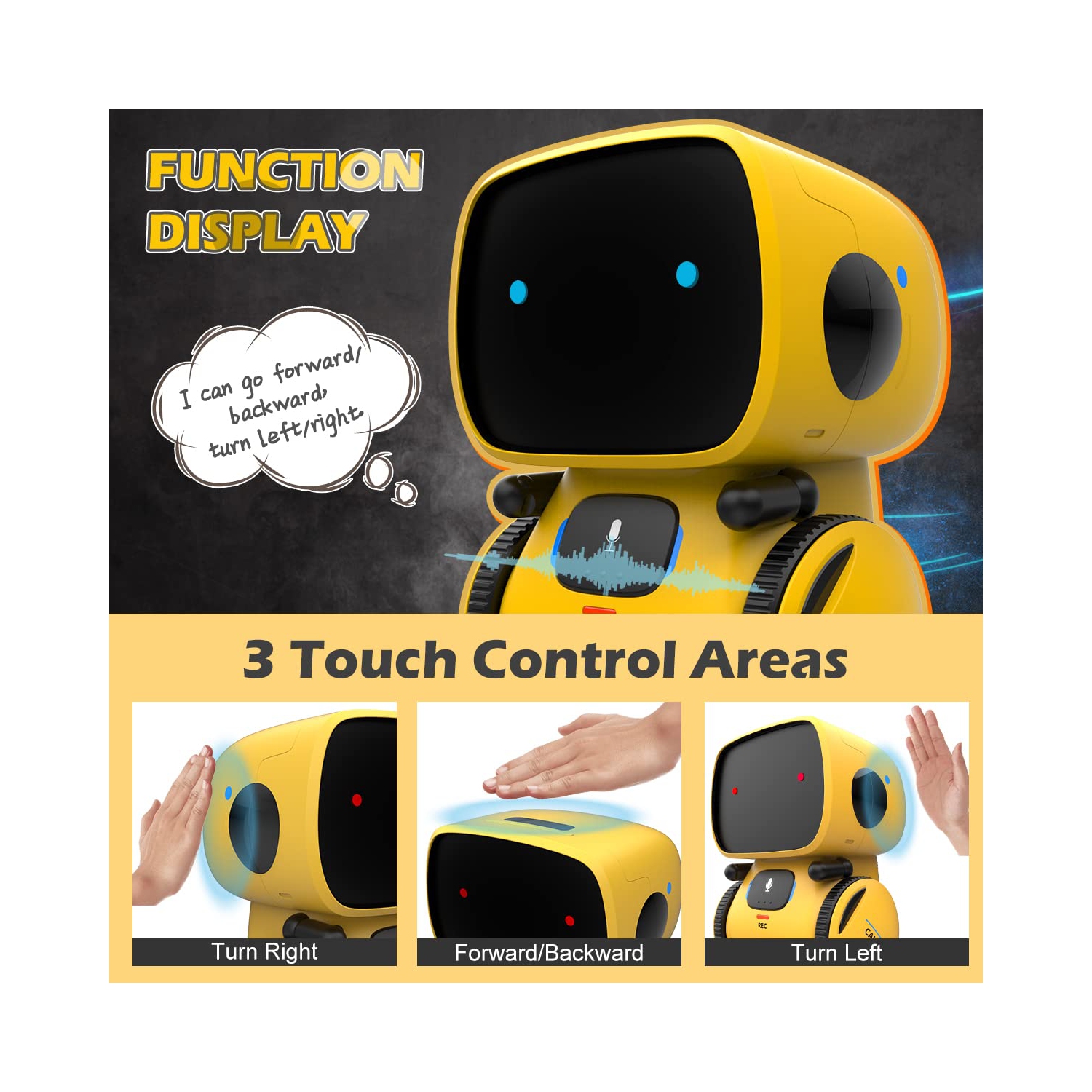 Robot commandé par la voix , Robotique éducative STIM , Danse , Chanson , Parler, Touch Sense,Jouets-cadeaux de Noël pour enfants de 3 4 5 6 7 ans