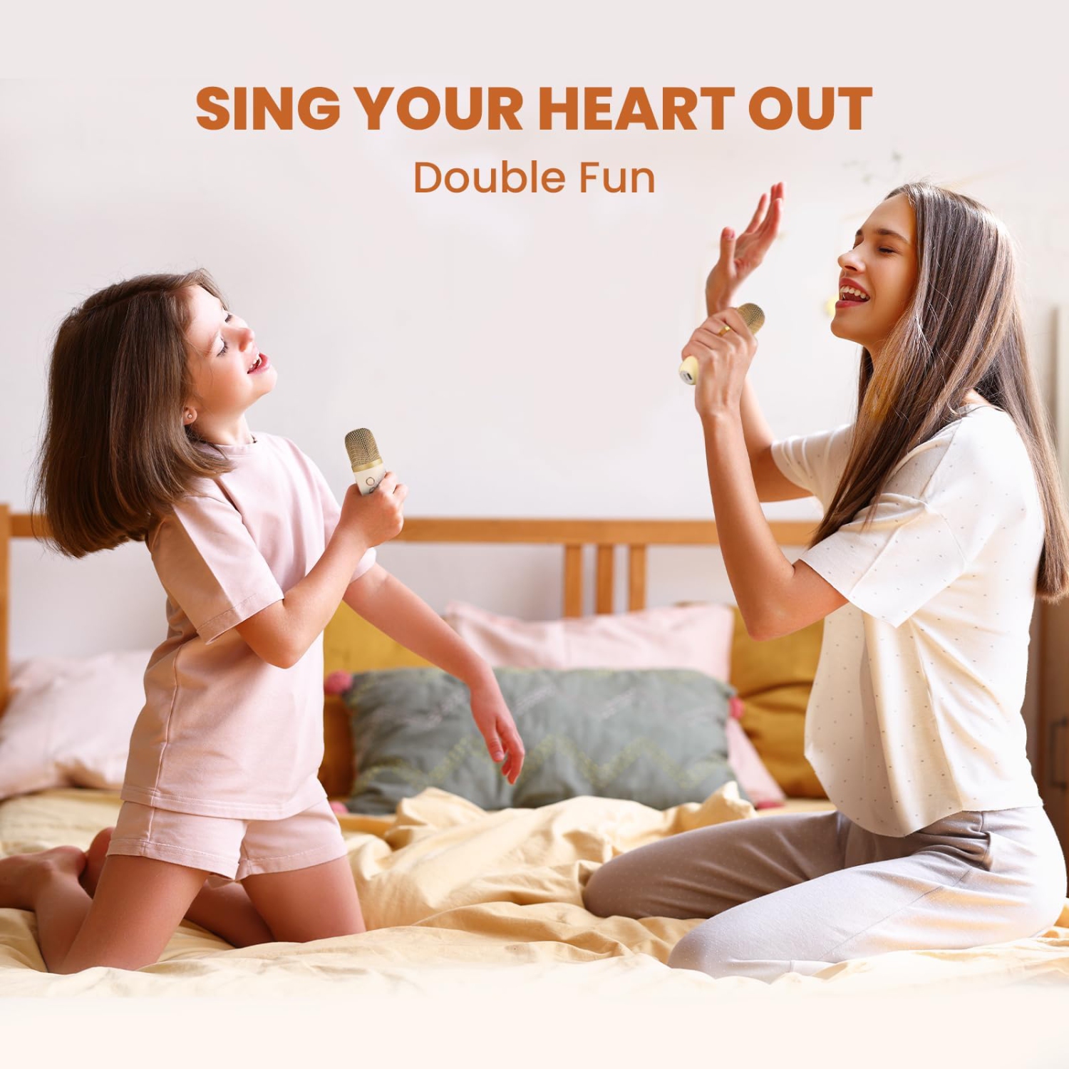 Machine à karaoké pour enfants, machine à microphone pour karaoké avec 2 microphones sans fil, haut-parleur Bluetooth portatif en cadeau avec