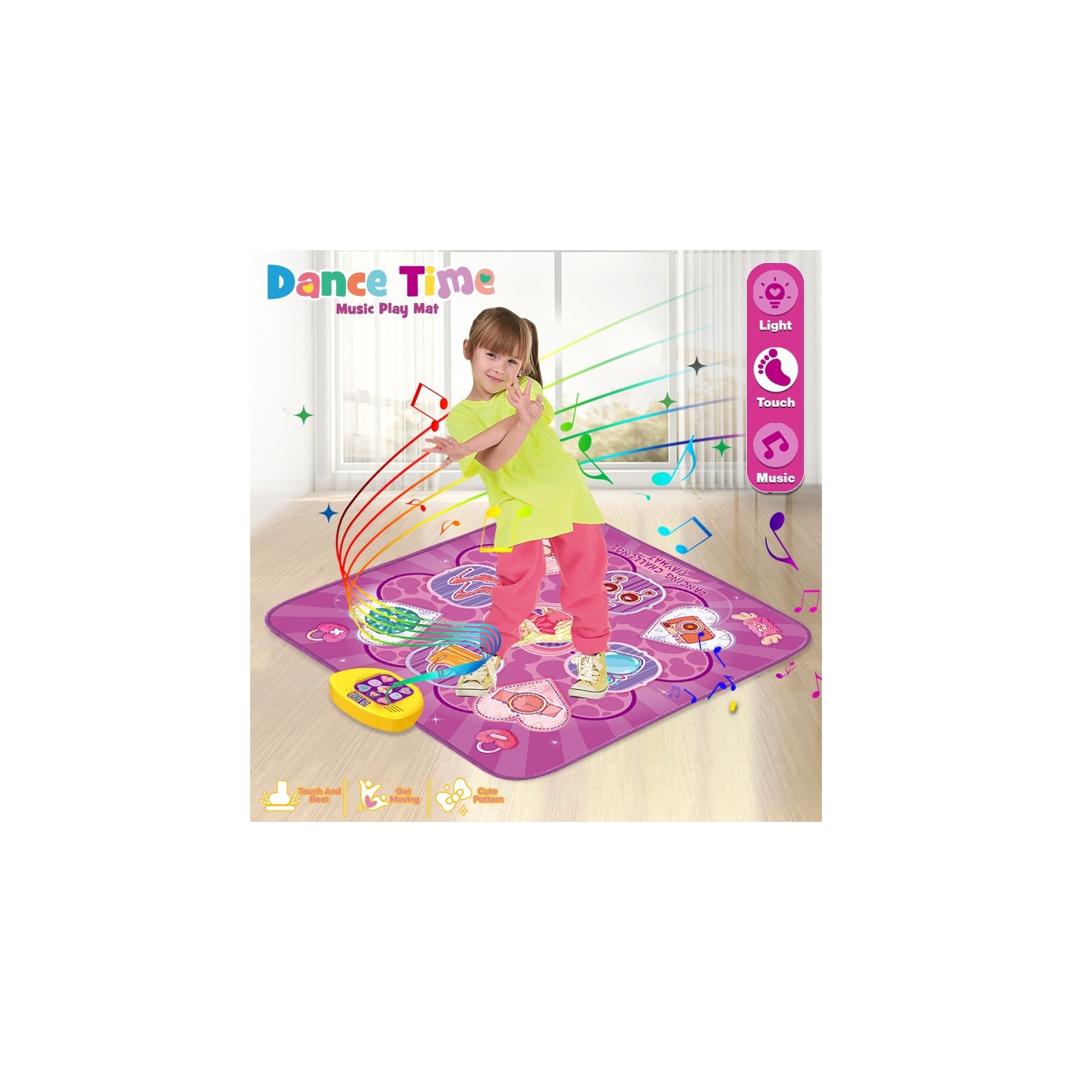 Tapis de danse Jouets pour filles de 3 ans et plus, Jouets pour enfants , Tapis musical dansant avec lumières LED, Jouets d'anniversaire pour filles