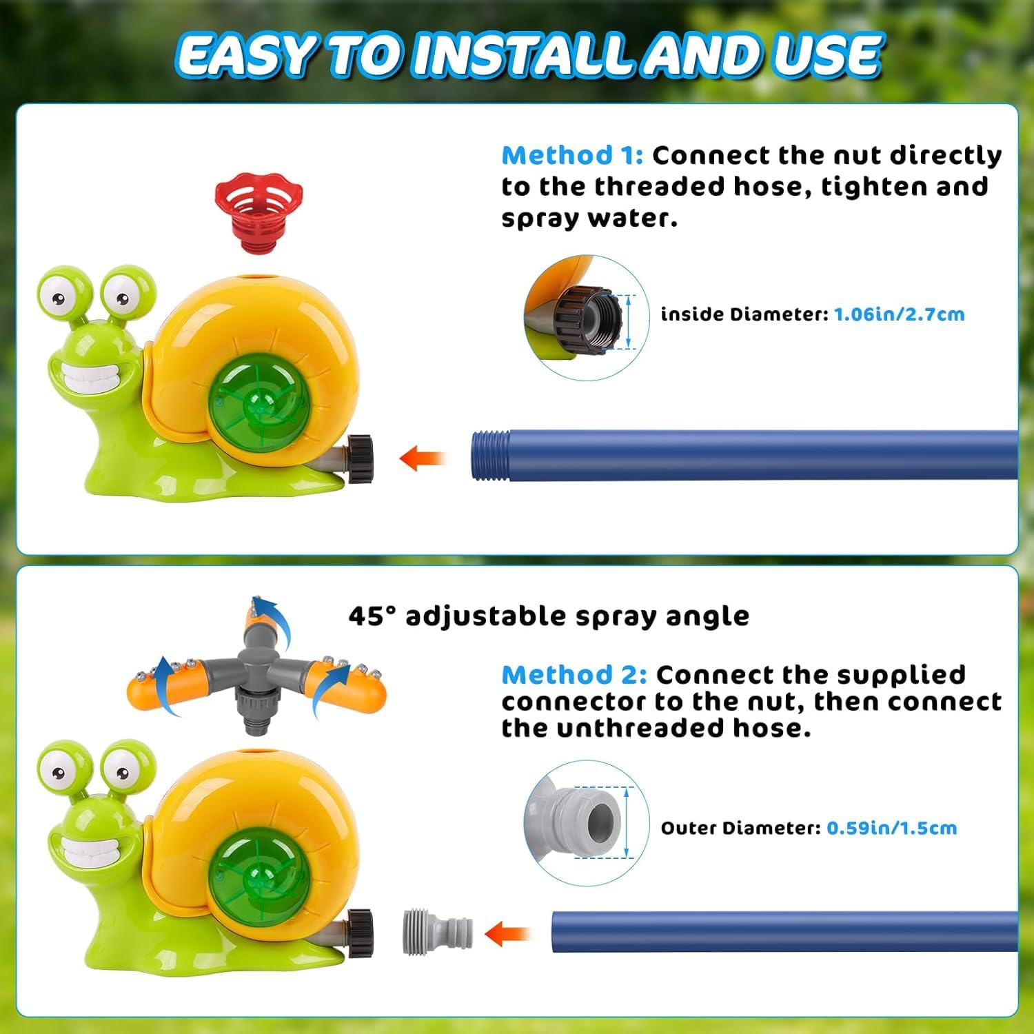 Gicleur d'eau jouet de baseball pour le jeu extérieur, jeu d'eau 2 en 1 Snail Summer Water Game for Summer Backyard Lawn Pool Party