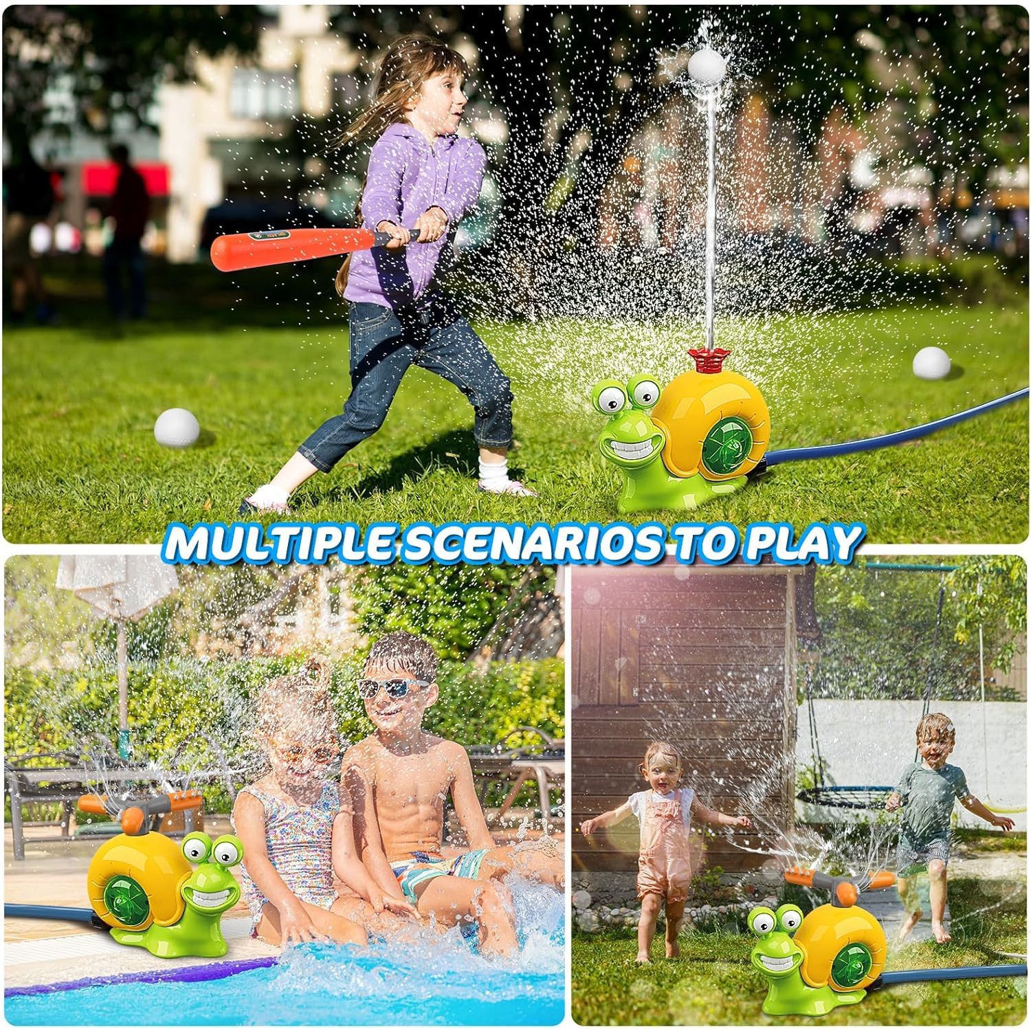 Gicleur d'eau jouet de baseball pour le jeu extérieur, jeu d'eau 2 en 1 Snail Summer Water Game for Summer Backyard Lawn Pool Party