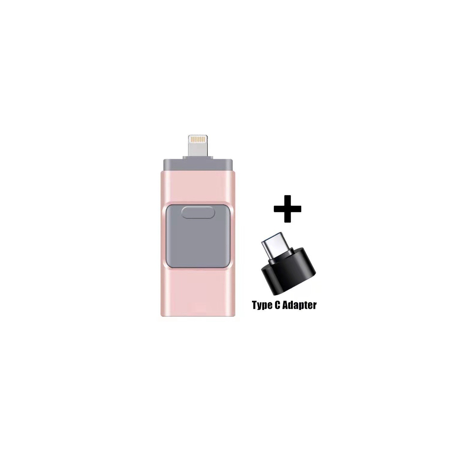 Multifunctional flash drive USB 3.0 Type-C for Android/iPhone/computers Small, durable, portable, high-capacity storage device (pink 128GB)