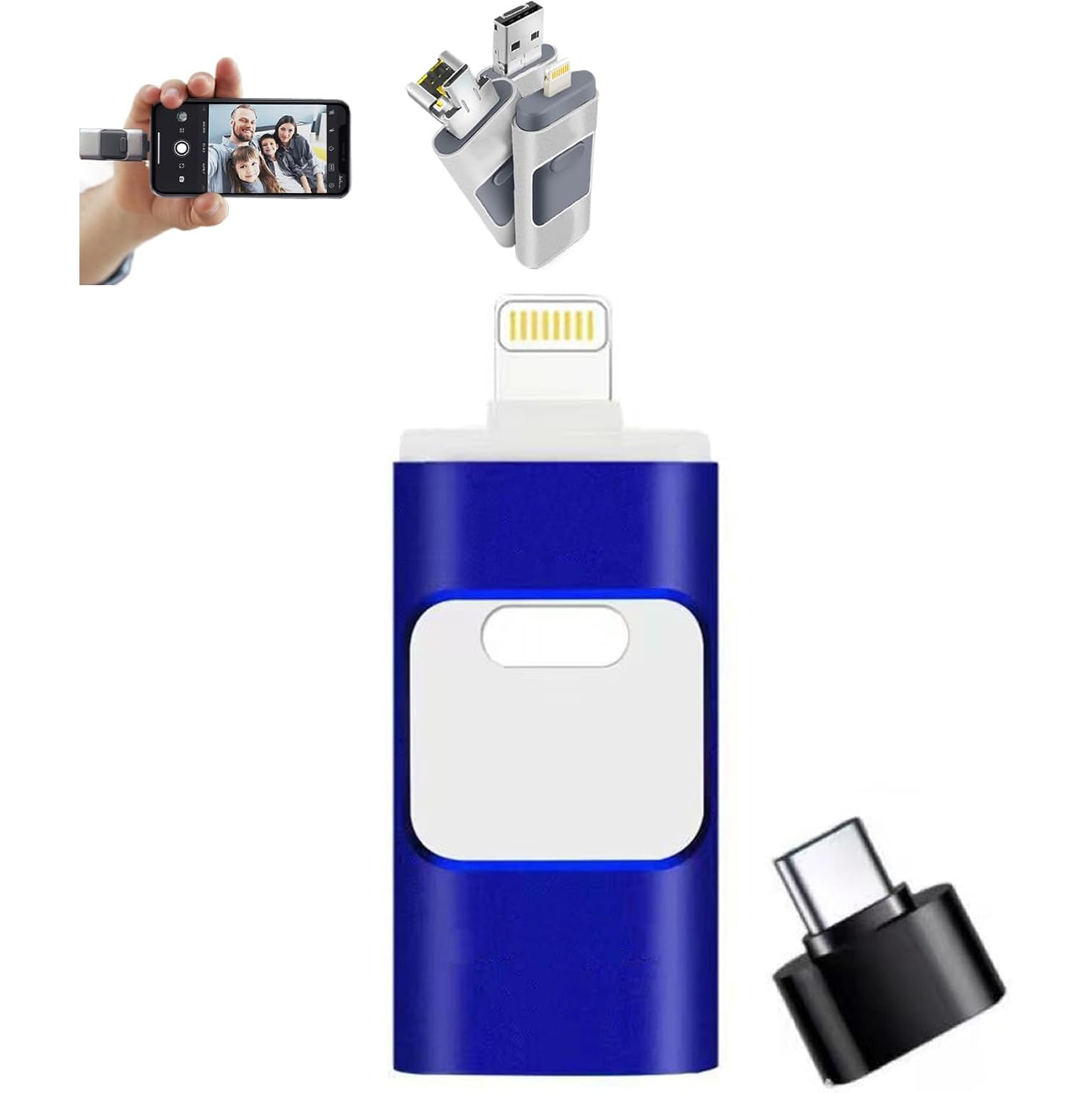 Clé USB 3,0 de type C multifonctionnelle pour Android/iPhone/ordinateurs Petit, durable, portatif, grande capacité de stockage