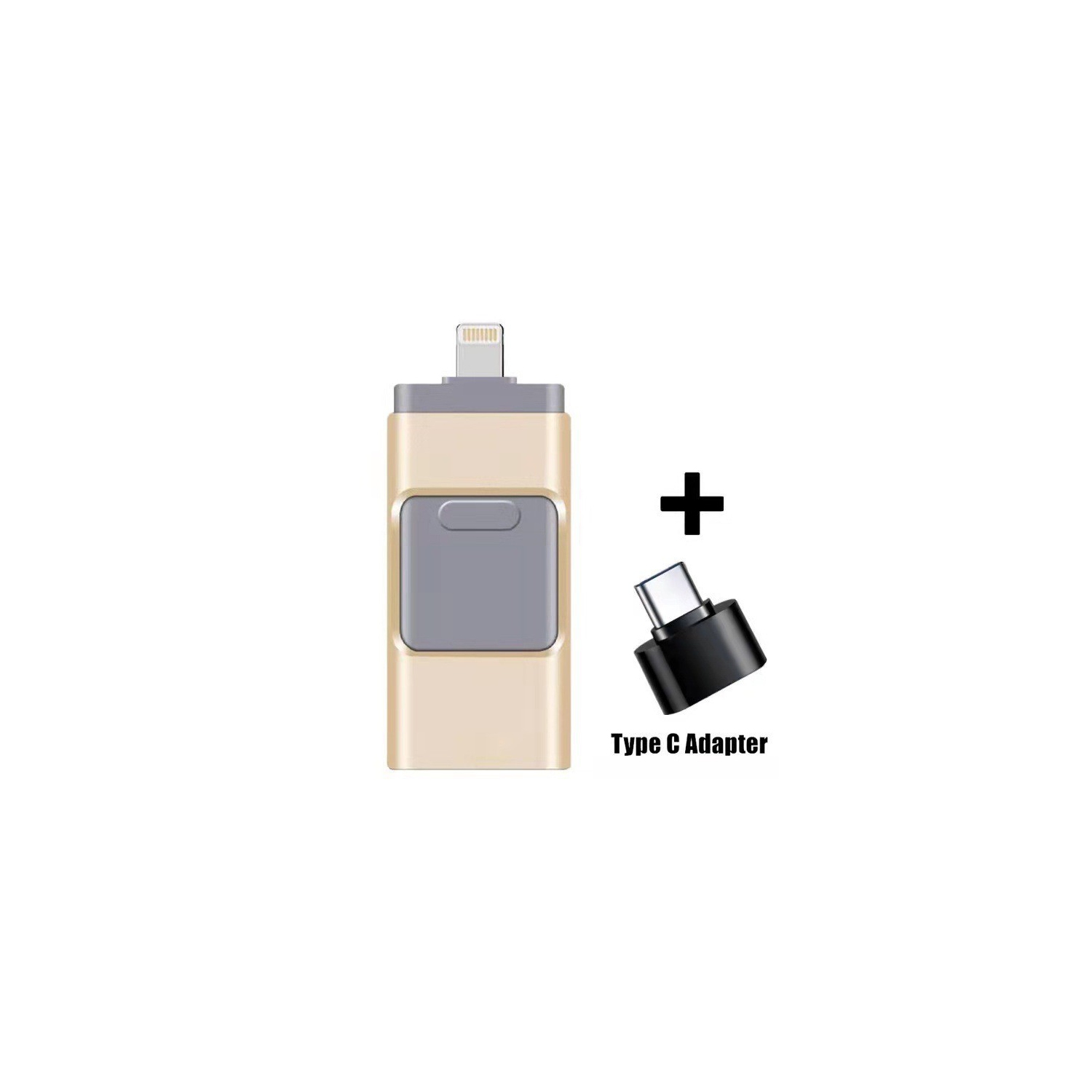 Multifunctional flash drive USB 3.0 Type-C for Android/iPhone/computers Small, durable, portable, high-capacity storage device (gold 128GB)
