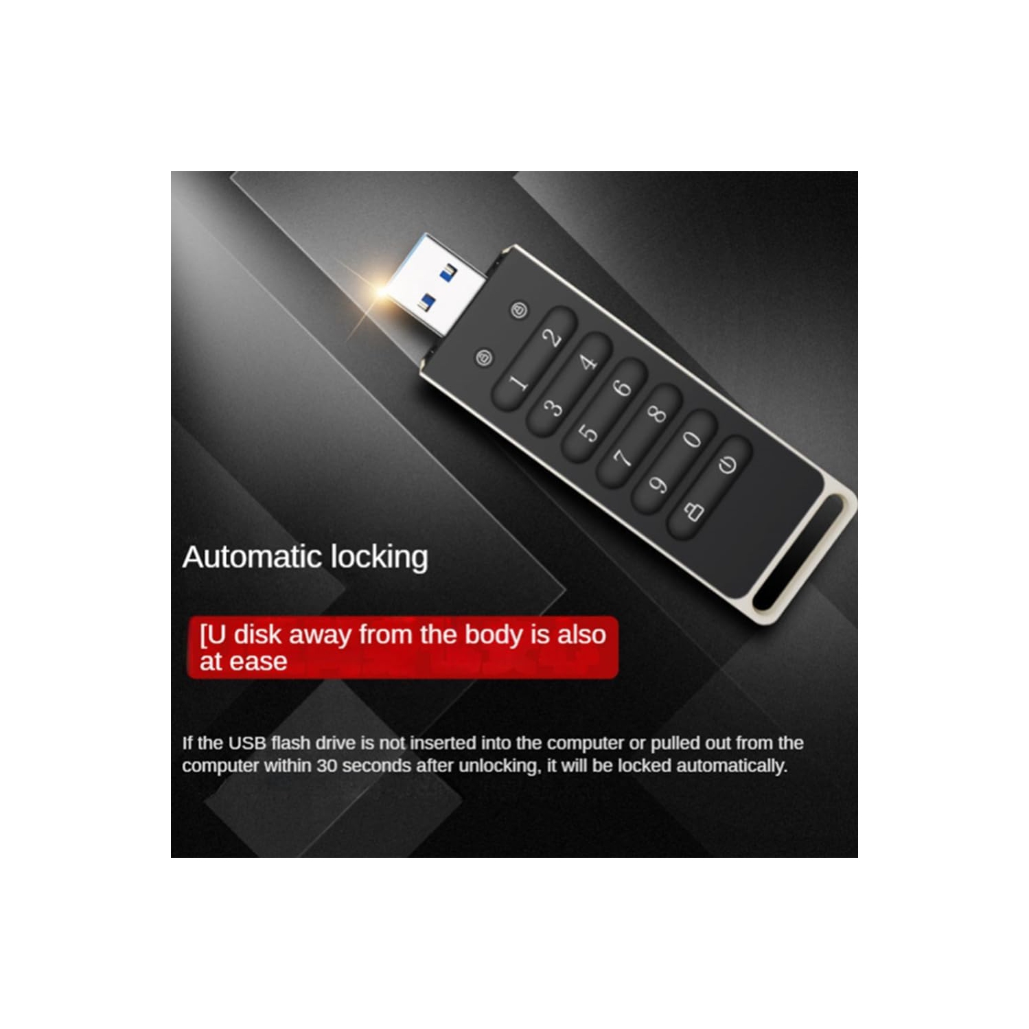 Clé USB 3,0 sécurisée AES-256 Clé USB à chiffrement numérique – Sécurité au niveau du matériel, compacte, durable et portative