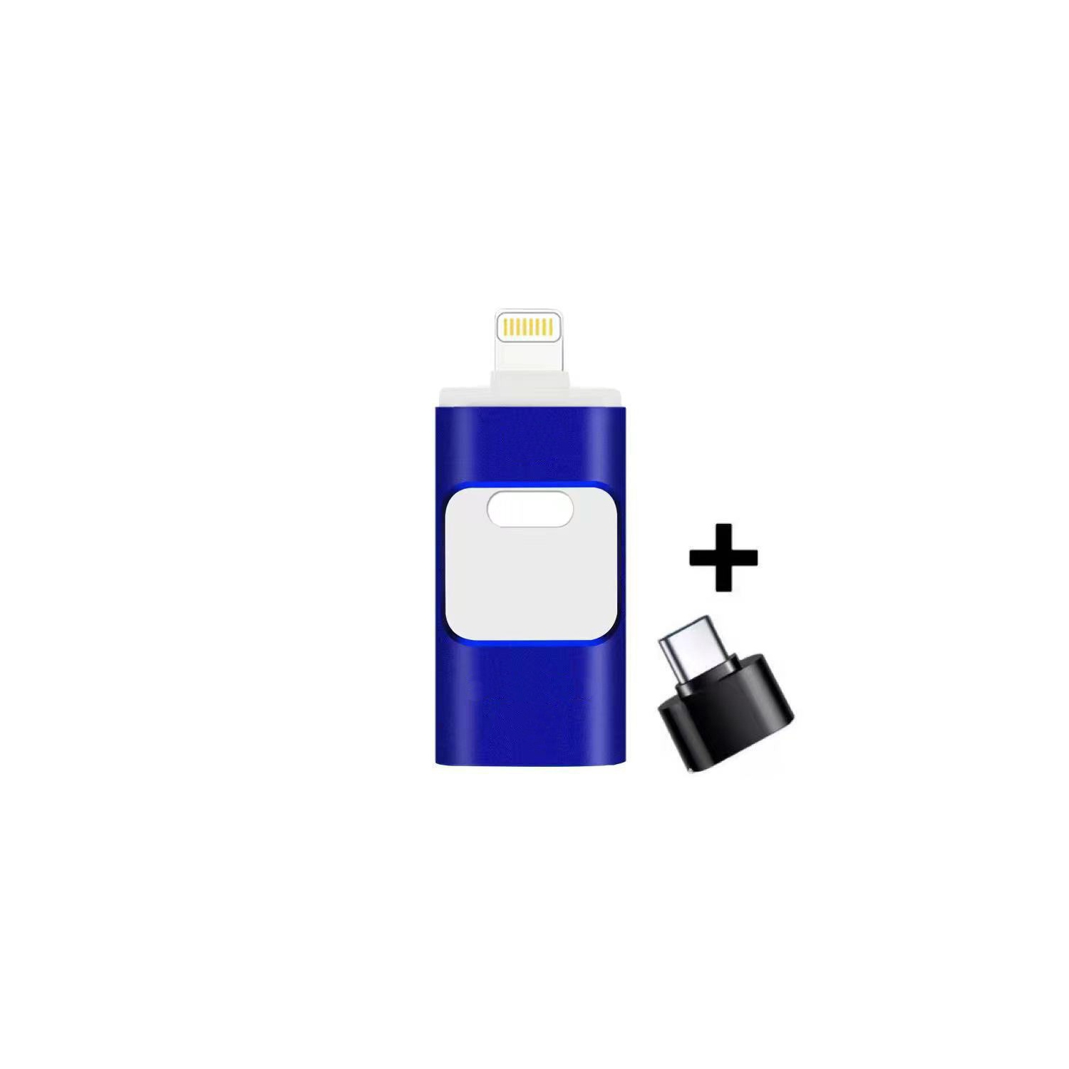 Multifunctional flash drive USB 3.0 Type-C for Android/iPhone/computers Small, durable, portable, high-capacity storage device (blue 64GB)