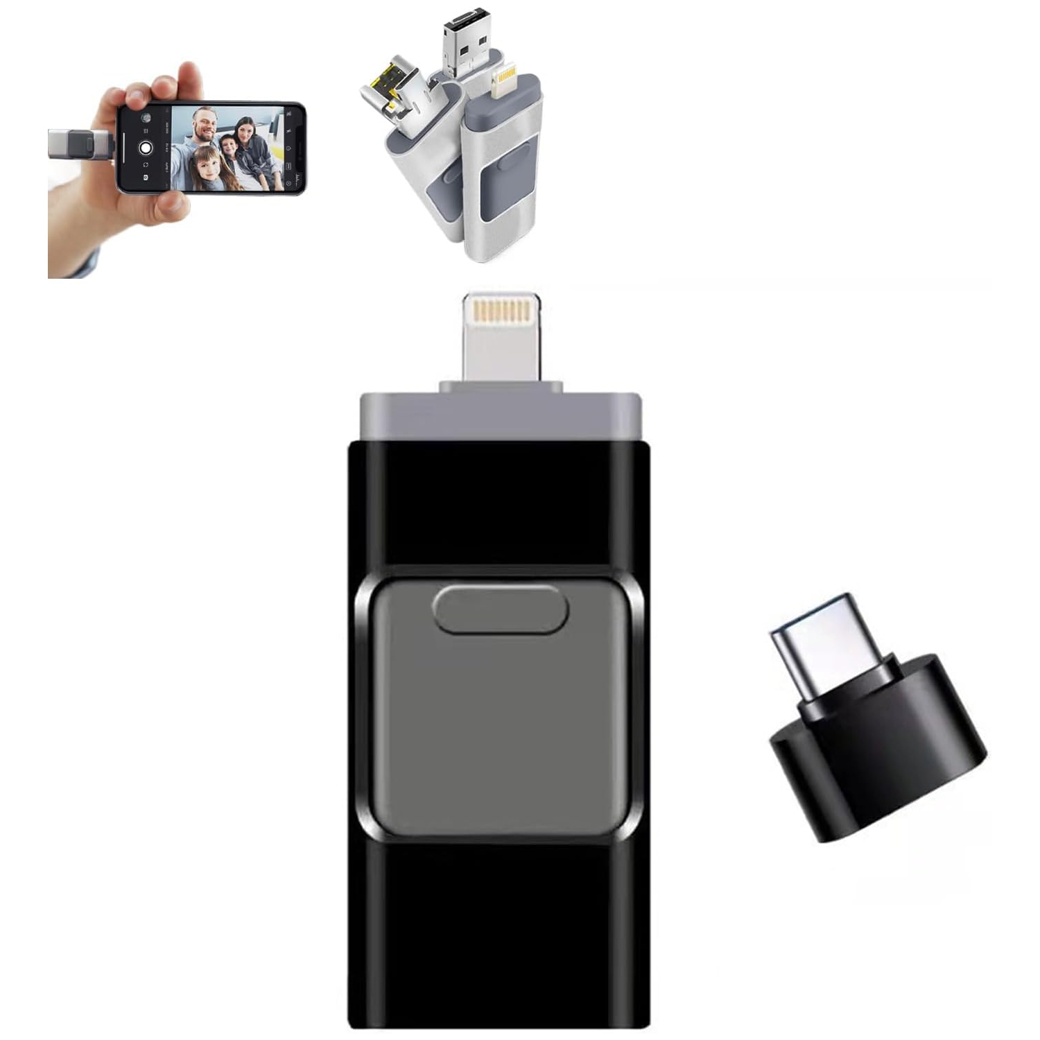 Clé USB 3,0 de type C multifonctionnelle pour Android/iPhone/ordinateurs Petit, durable, portatif, grande capacité de stockage