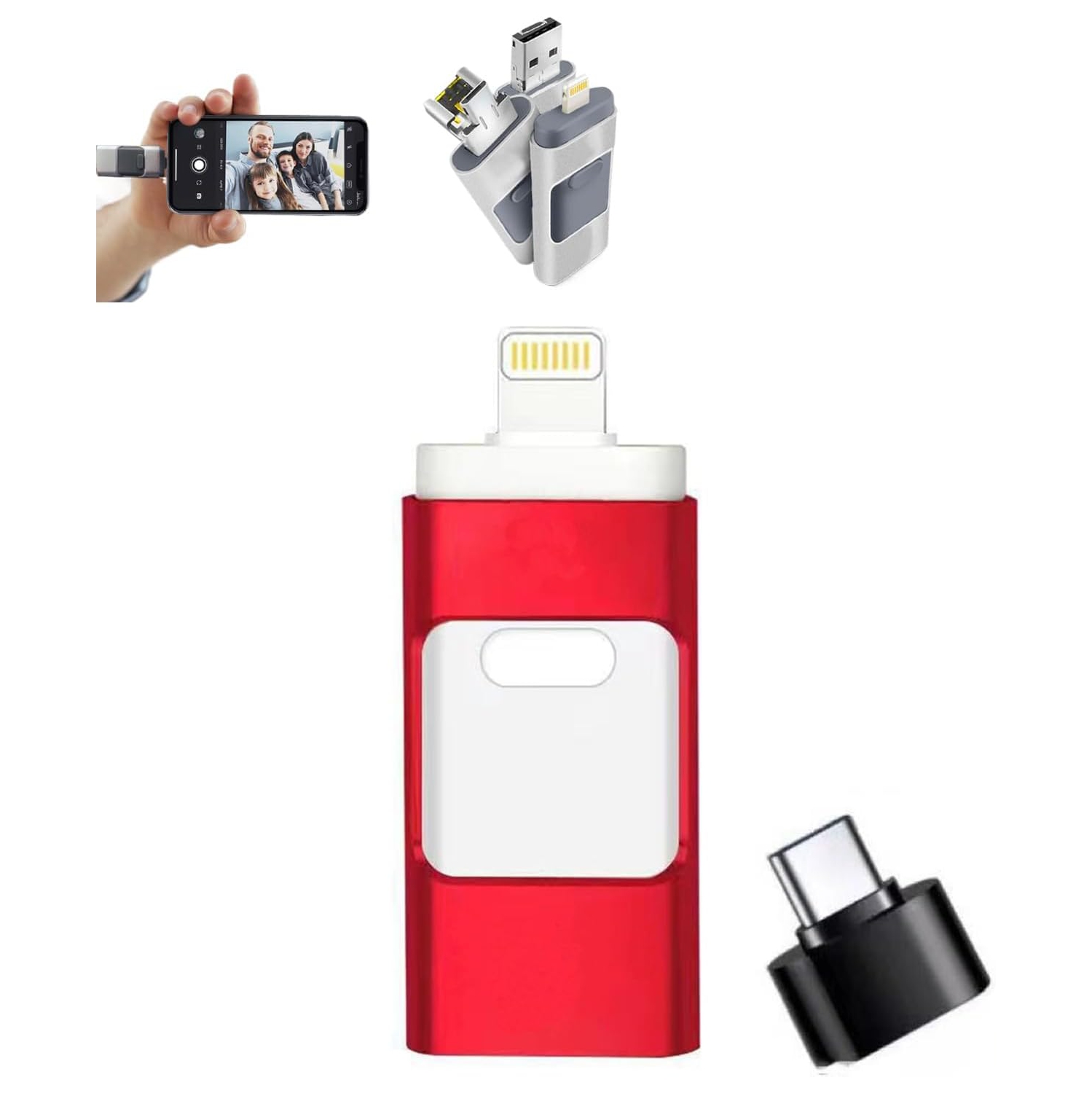 Clé USB 3,0 de type C multifonctionnelle pour Android/iPhone/ordinateurs Petit, durable, portatif, grande capacité de stockage