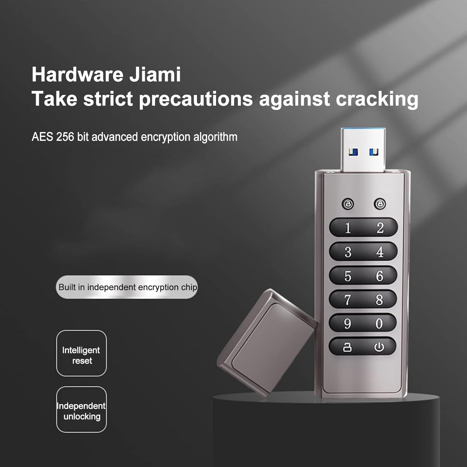 Clé USB en métal de grande capacité 32G, sécurité de chiffrement matériel AES256 personnalisée, matériau en alliage de zinc, interface USB 3.0