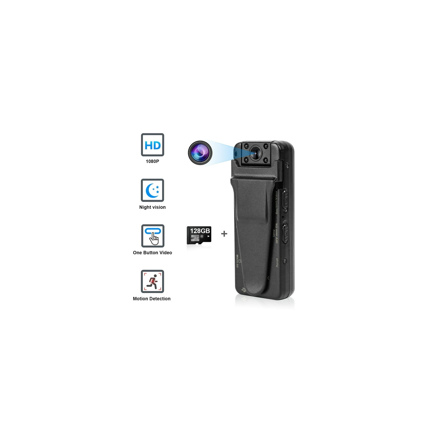 Mini Body Camera, 1080P Wearable Pocket Camera with Clip/Motion Detection, Micro Security Nanny Camera for Home and Office