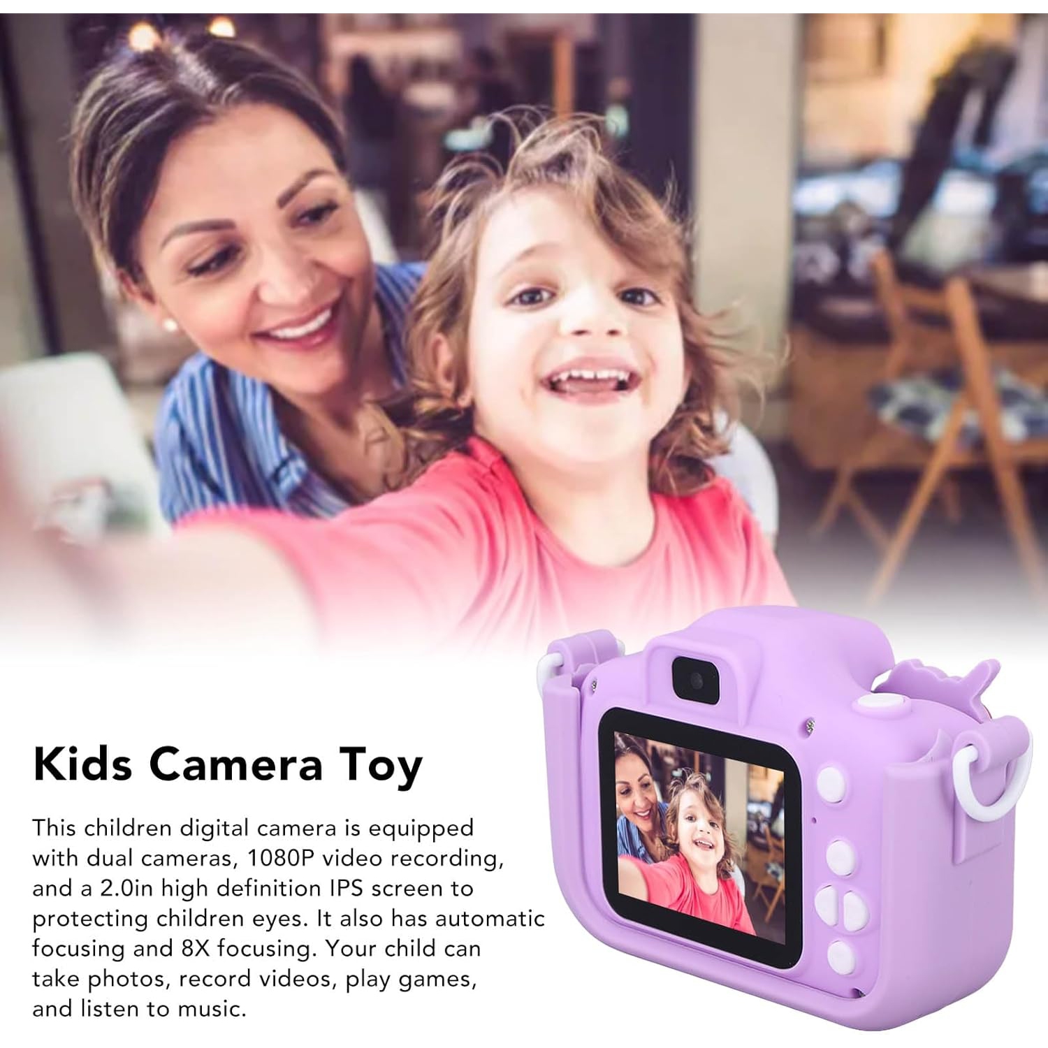 Kids Digital Camera - Cute Unicorn Pattern, Kids Birthday Gift Mini Camera Digital Video Recorder