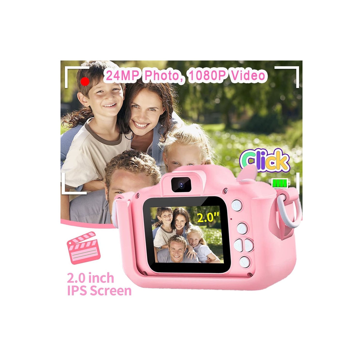 Appareil photo à égoportrait pour enfants Cadeau d'anniversaire de Noël idéal pour les enfants de 3-9 à 7 ans Appareil photo numérique HD idéal pour