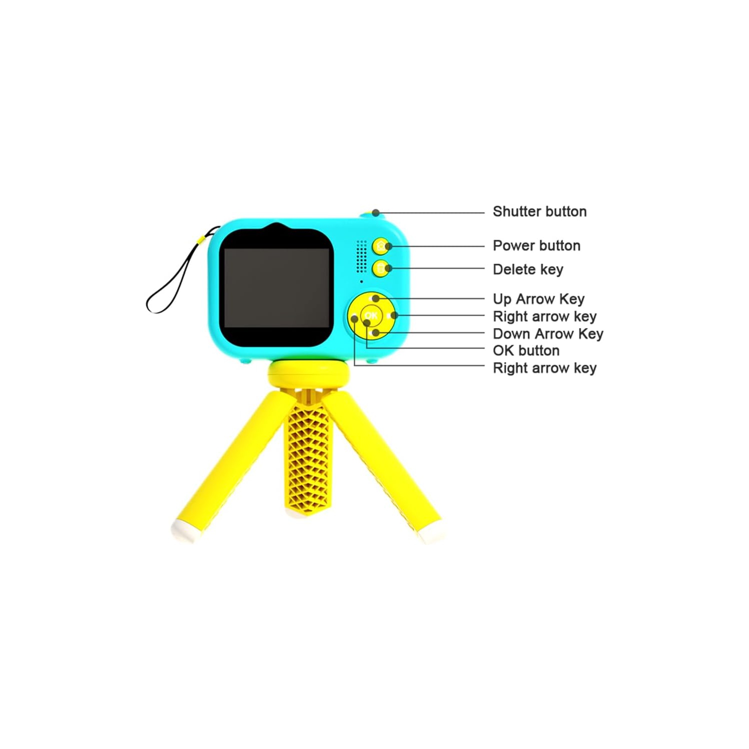 Children's camera, infant HD digital video camera, children's camera, children's birthday gift -Yellow and blue + tripod