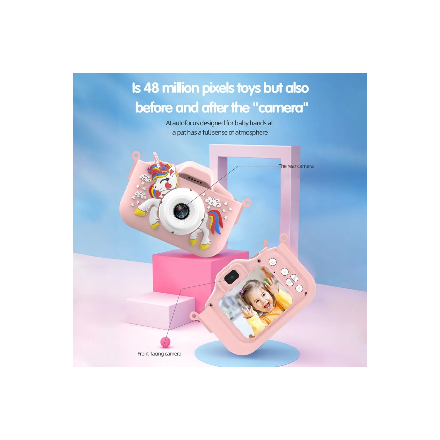 Kids Digital Camera - Cute Unicorn Pattern, Kids Birthday Gift Mini Camera Digital Video Recorder
