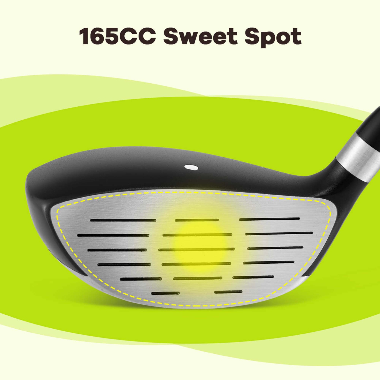 Ultimate 165CC Junior no 3 Fairway Wood pour enfants avec tige en fibre de verre et couvre-tête vert/jaune