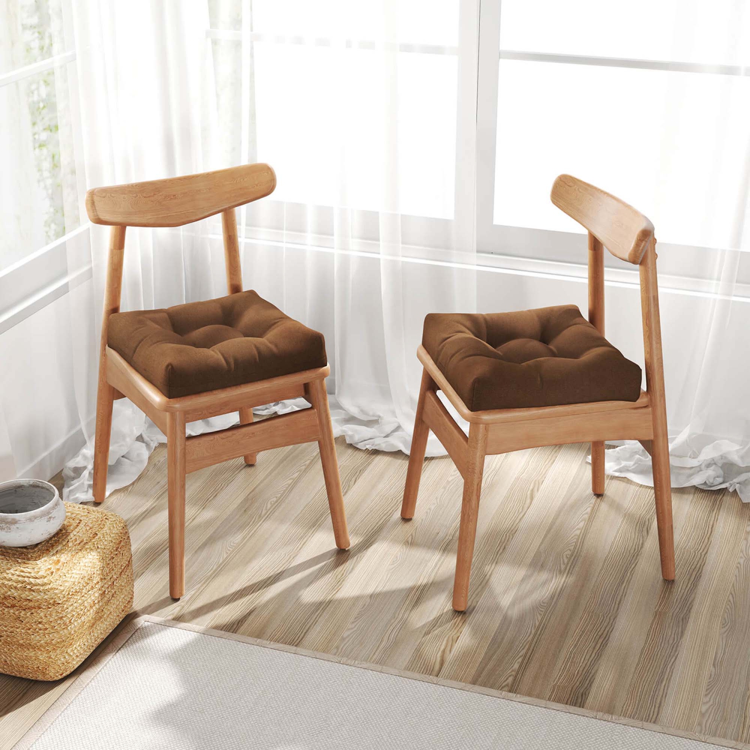 Costway 2PCS 21" x 21" Patio Chair Seat Cushion Pads Indoor/Outdoor