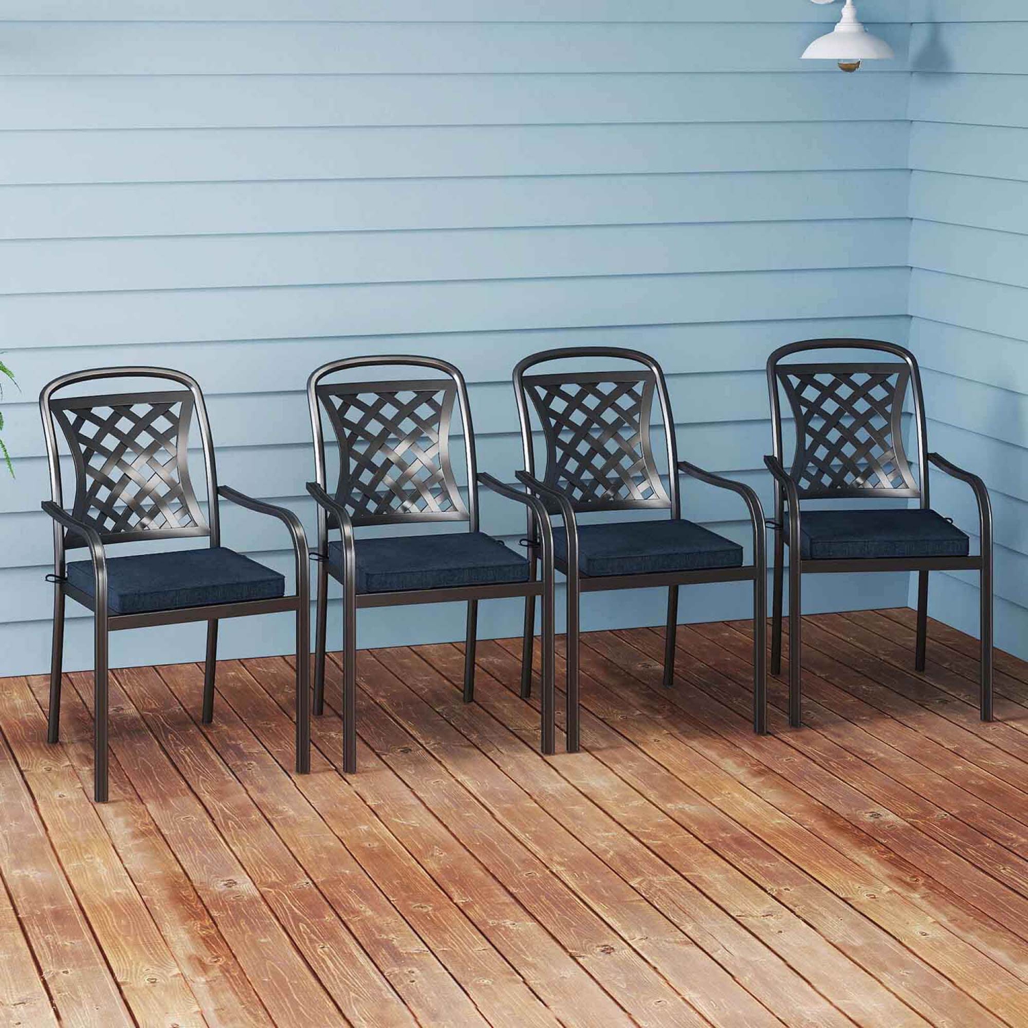 Costway Outdoor Chair Cushion Set of 2/4/6 Waterproof Fade-Resistant Olefin Seat Cushions Brown/Navy/Gray/Black