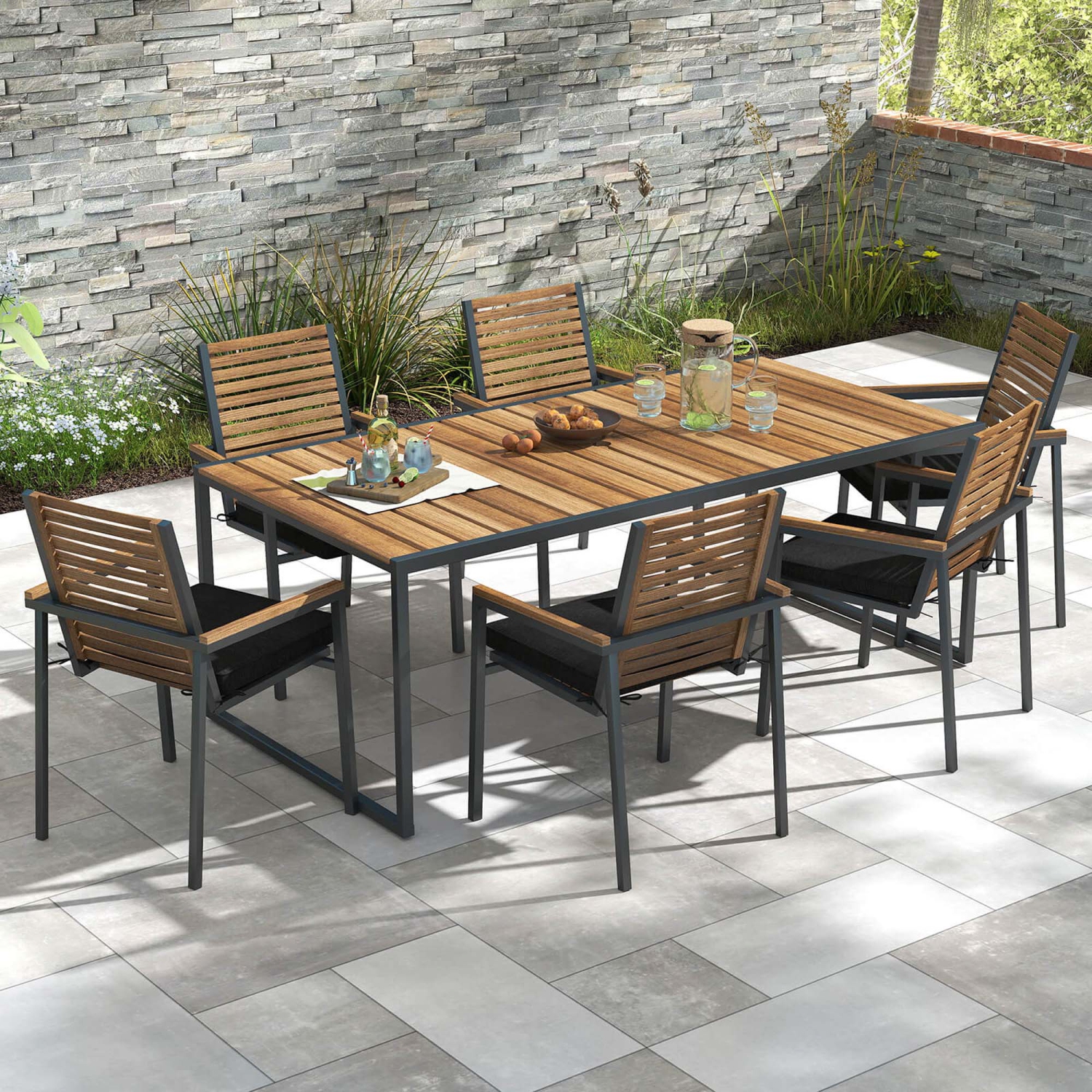 Ensemble de coussins de siège en oléfine résistant à l'eau 2/4/6 de Costway, ensemble de coussins de siège en oléfine résistant à la décoloration,