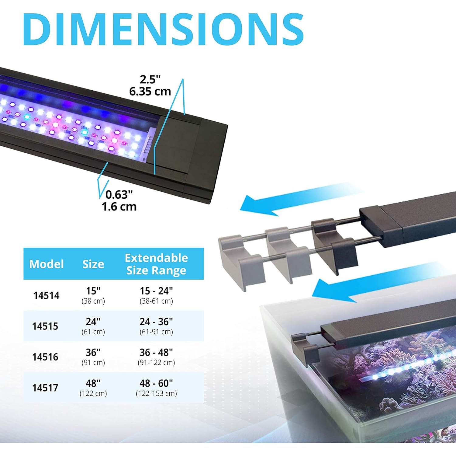 Fluval Sea Marine 3,0 LED Éclairage aquarium pour la croissance corail, 32 watts, 24-34 pouces