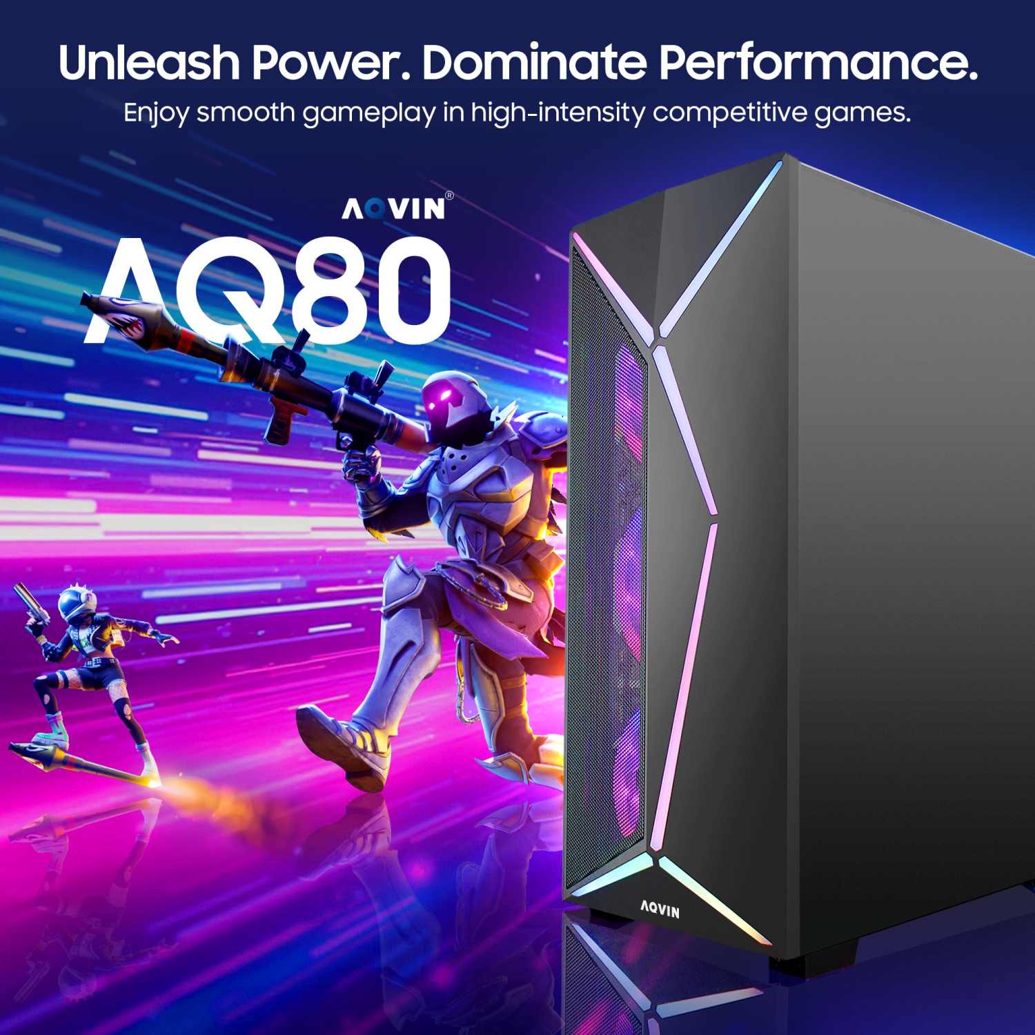 Ordinateur de jeu tour AQVIN-AQ80 - Processeur Core i7 d'Intel jusqu'à 4,60&nbsp;GHz | Mémoire vive DDR4 d'32&nbsp;Go | SSD d'1&nbsp;To | Carte
