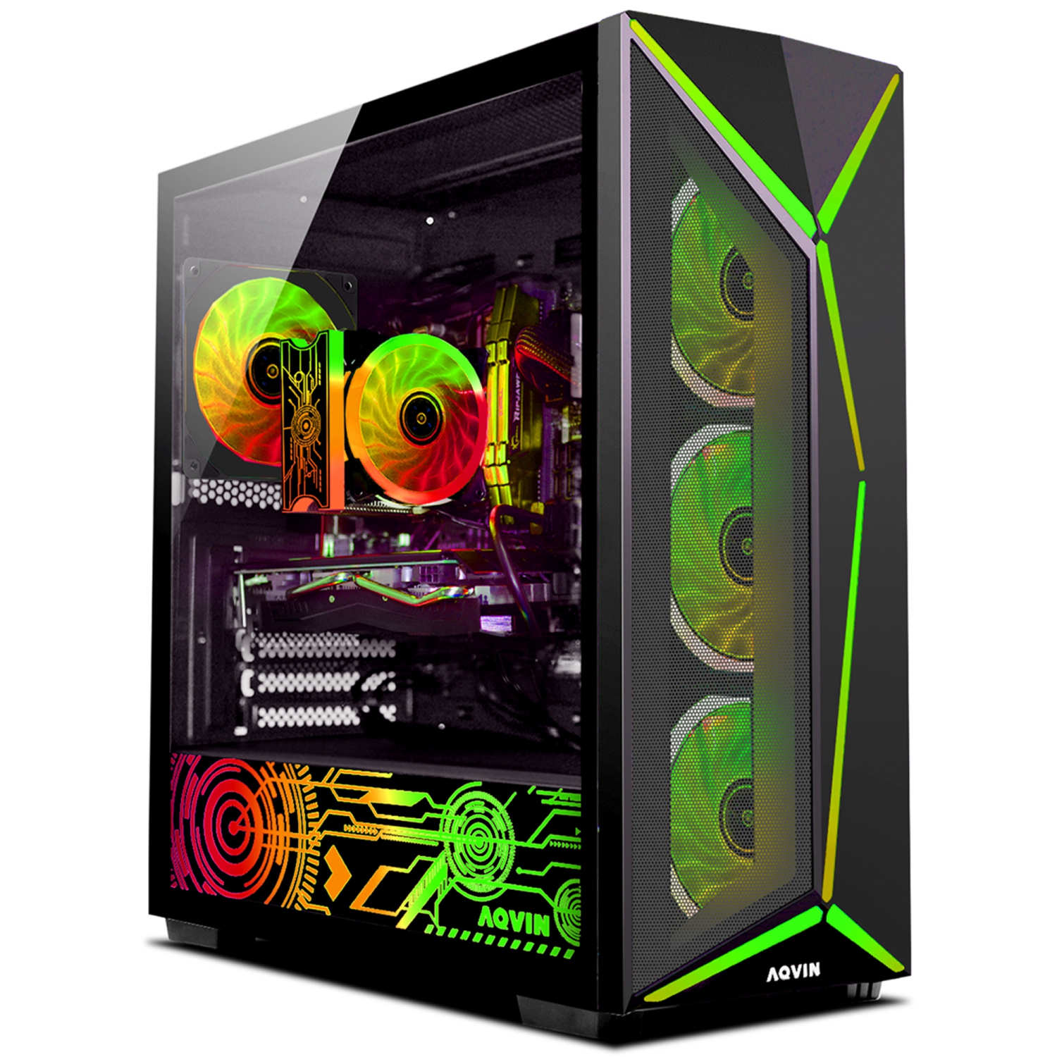 AQVIN-AQ80 Gaming Desktop Computer Tower PC, GeForce RTX 5050 8GB GDDR6 , Intel Core i7 processor, 32GB RAM, 2TB SSD, Windows 11 Pro, Gaming Keyboard
