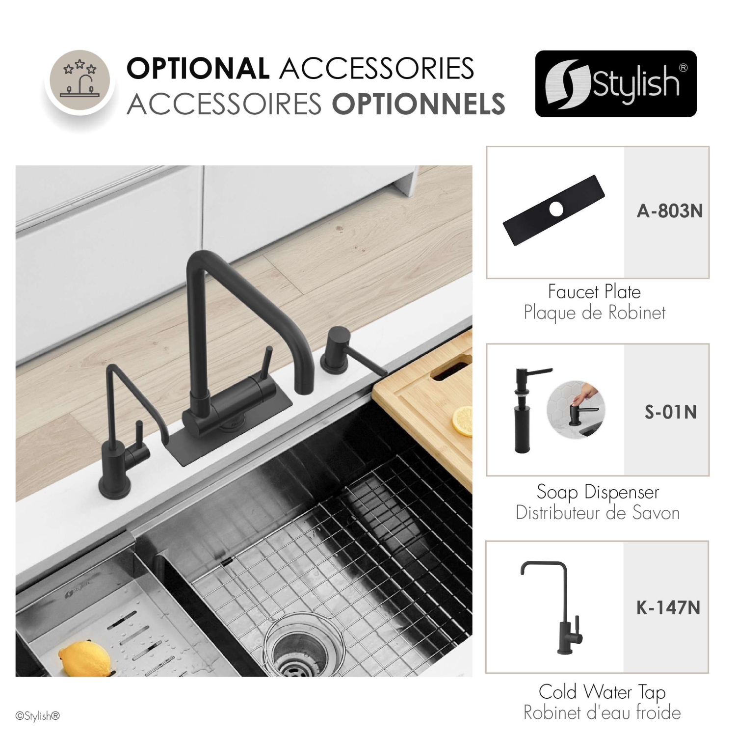 Single Handle Matte Black Foldable Kitchen Faucet