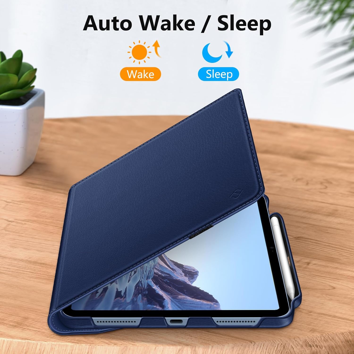 FINTIE 360° Rotating Case for iPad 11" & 10.9" (10th Gen, 2022) - Protective Stand Cover with Pencil Holder, Auto Sleep/Wake, Navy
