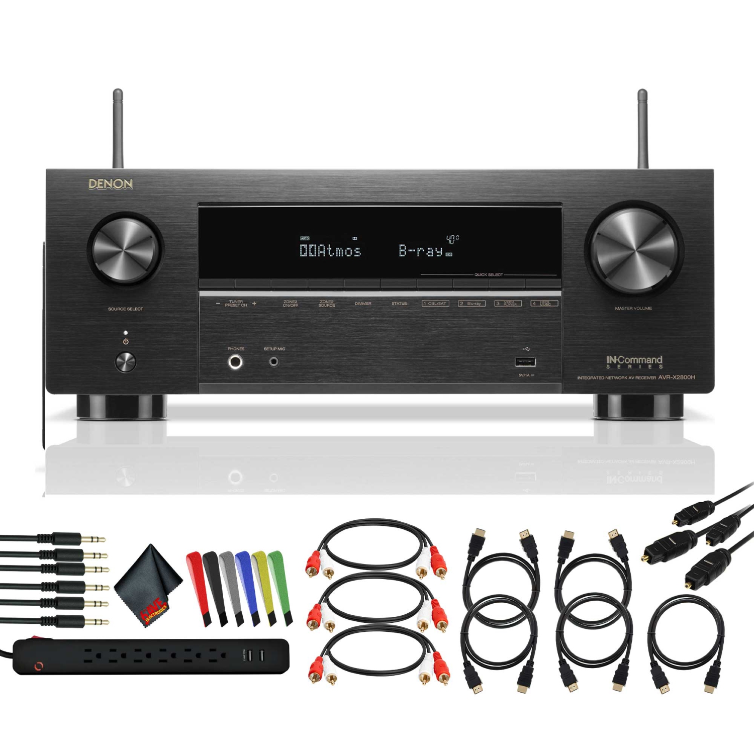 Denon AVR-X2800H 7.2-Channel Network A/V Receiver Bundle
