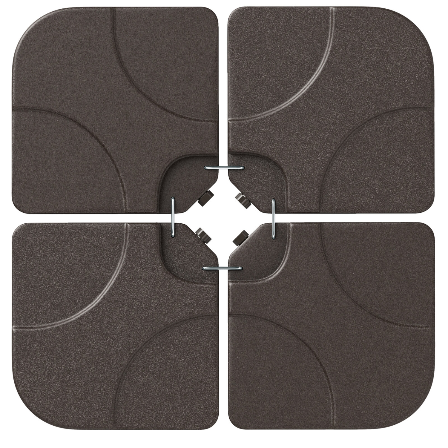 Costway 20" Patio Offset Umbrella Base Stand Water Filled Base Weights Sand Plate Set Brown/Black