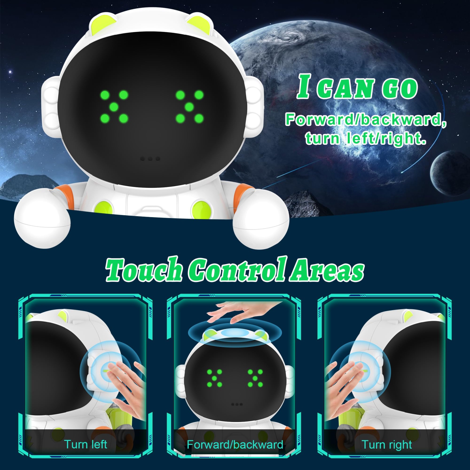 Robot jouet intelligent&nbsp;: Astronaute Space Robot interactif avec commandes tactiles, reconnaissance vocale, chant, danse et enregistrement