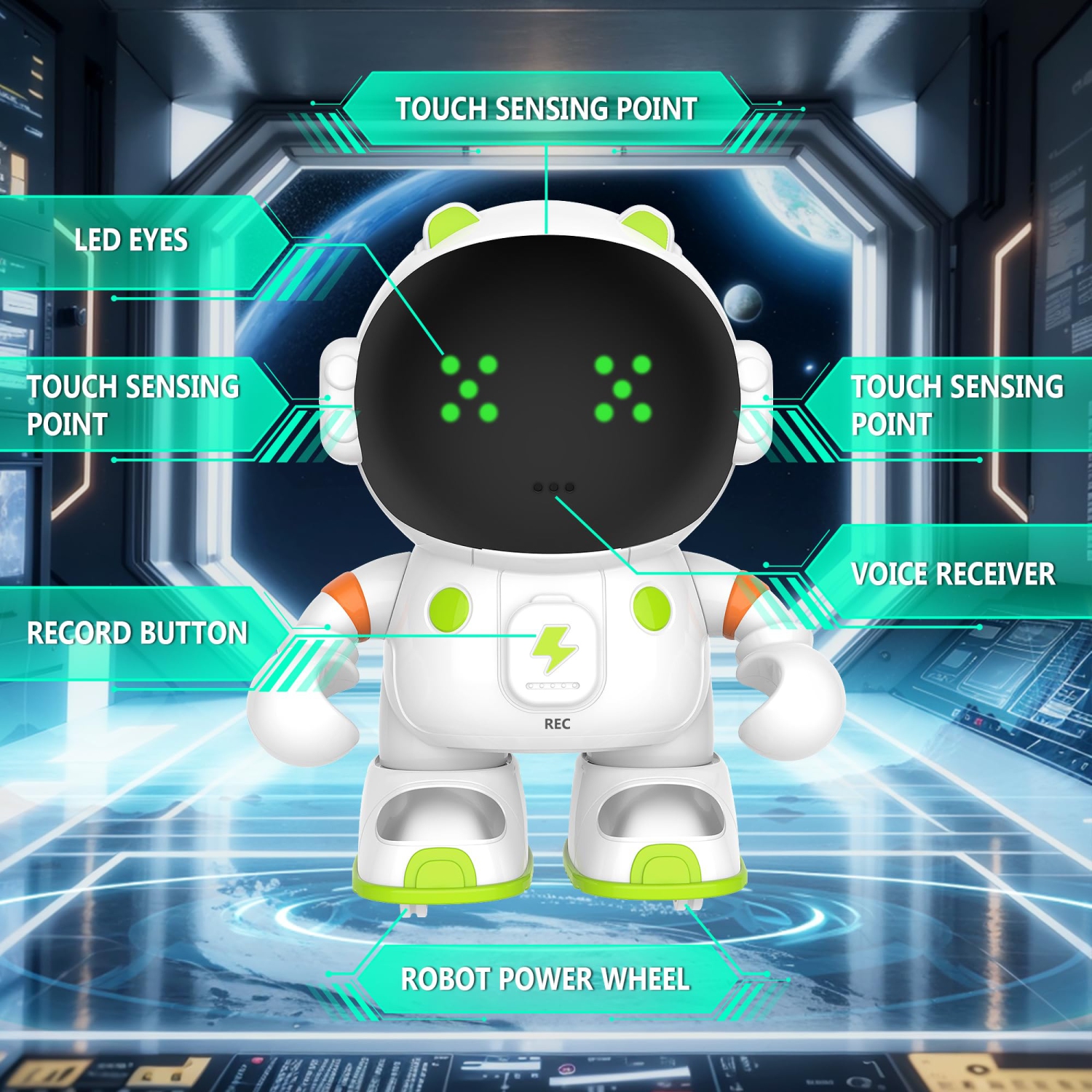 Robot jouet intelligent&nbsp;: Astronaute Space Robot interactif avec commandes tactiles, reconnaissance vocale, chant, danse et enregistrement