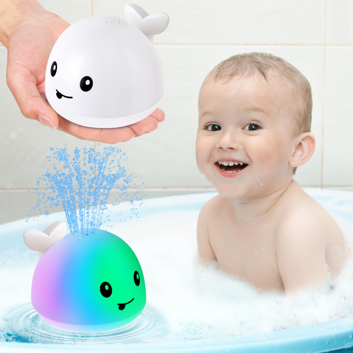 Jouets pour le bain pour garçons et filles, baleine lumineuse pour le bain – Cadeaux pour les Fêtes et les anniversaires