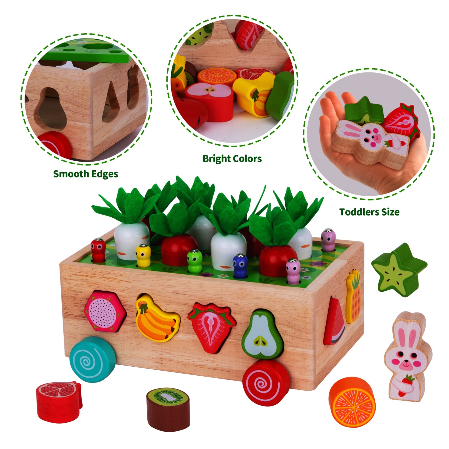 Montessori – Jouets éducatifs en bois, jouets de tri de formes – Cadeaux d'anniversaire pour les garçons et les filles de 1-3 ans