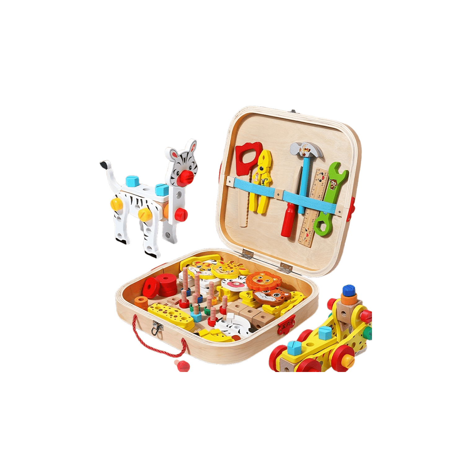 Wooden Building Blocks Educational Toys for Boys and Girls: Early Education Animal Tool Box Screw Nut Disassembly Toys
