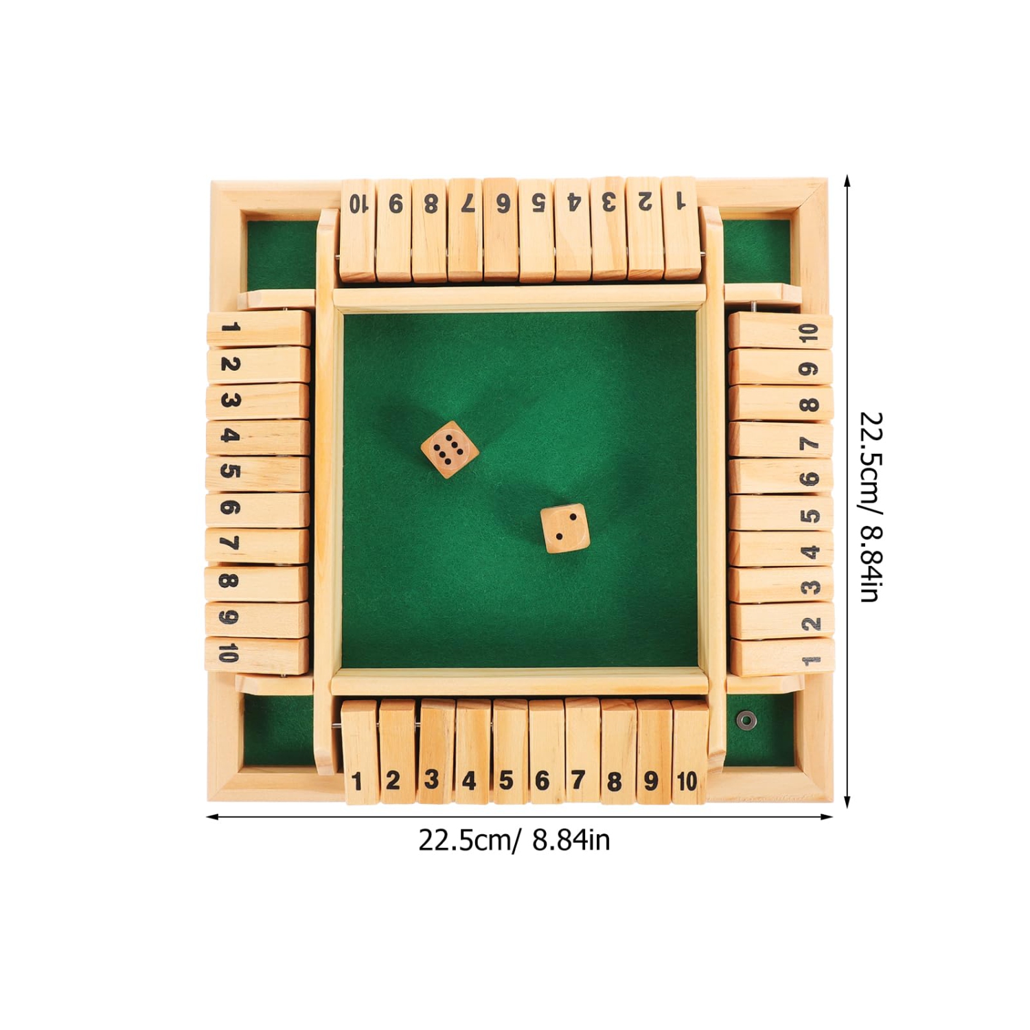Four Sides Flip-Off Box Dice Toy: Wooden Board Game, Fun Family Game for 4 Players