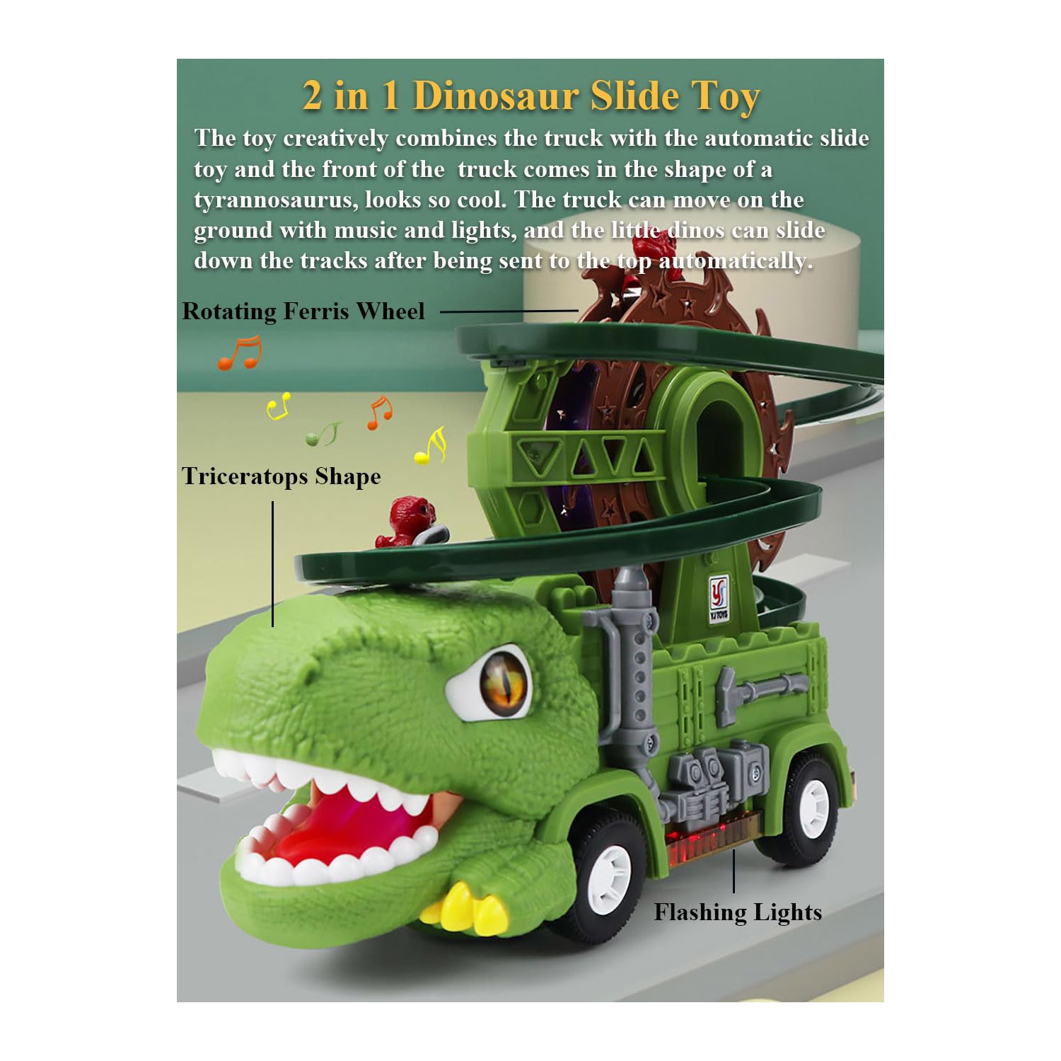 Ensemble de jeu avec glissade en forme de dinosaure&nbsp;: Jouet à grande roue, jouets éducatifs pour garçons et filles, cadeaux pour les fêtes et