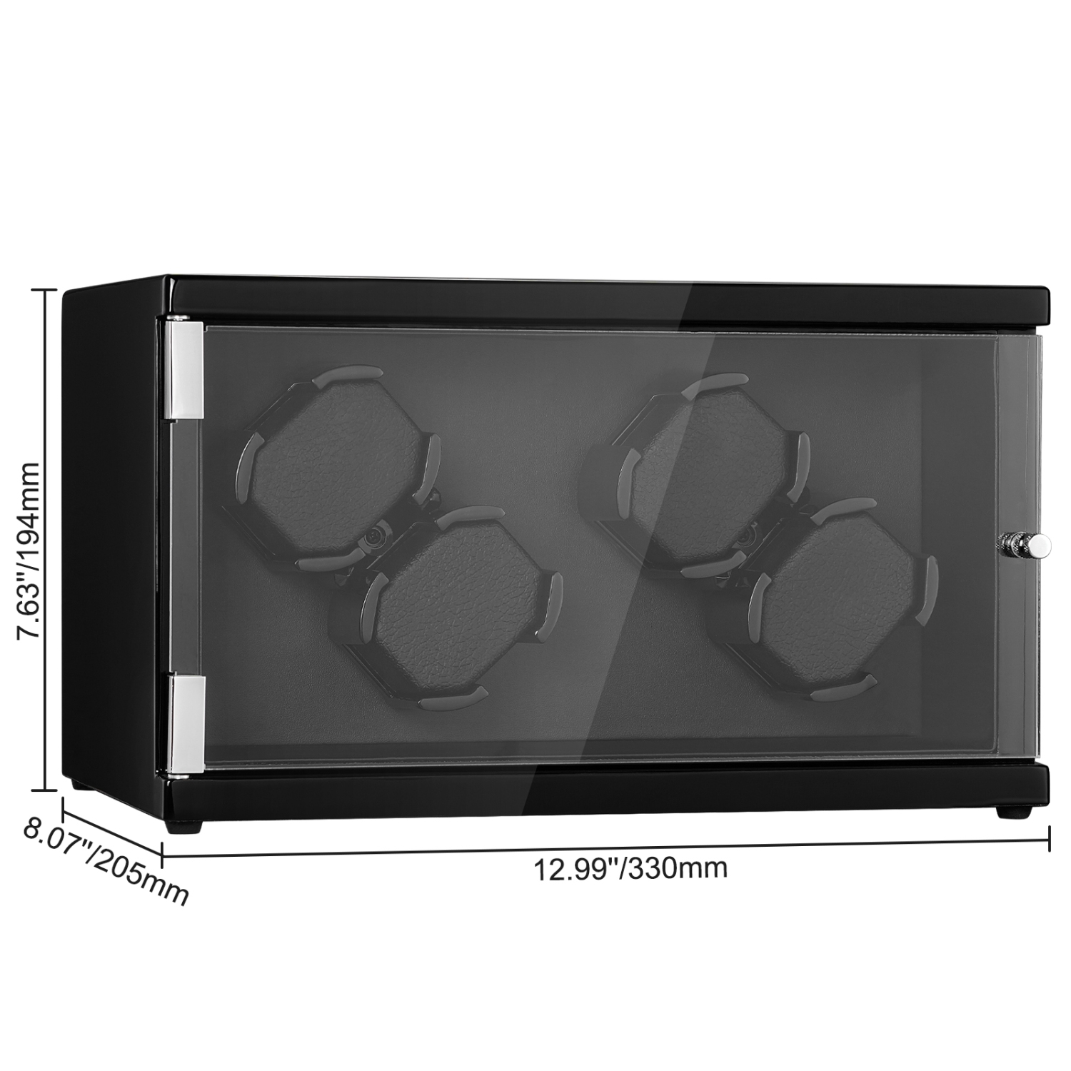 VEVOR Watch Winder, for 4 Men's and Women's Automatic Watches, with 2 Super Quiet Japanese Mabuchi Motors, Blue LED Light and Adapter, High-Density