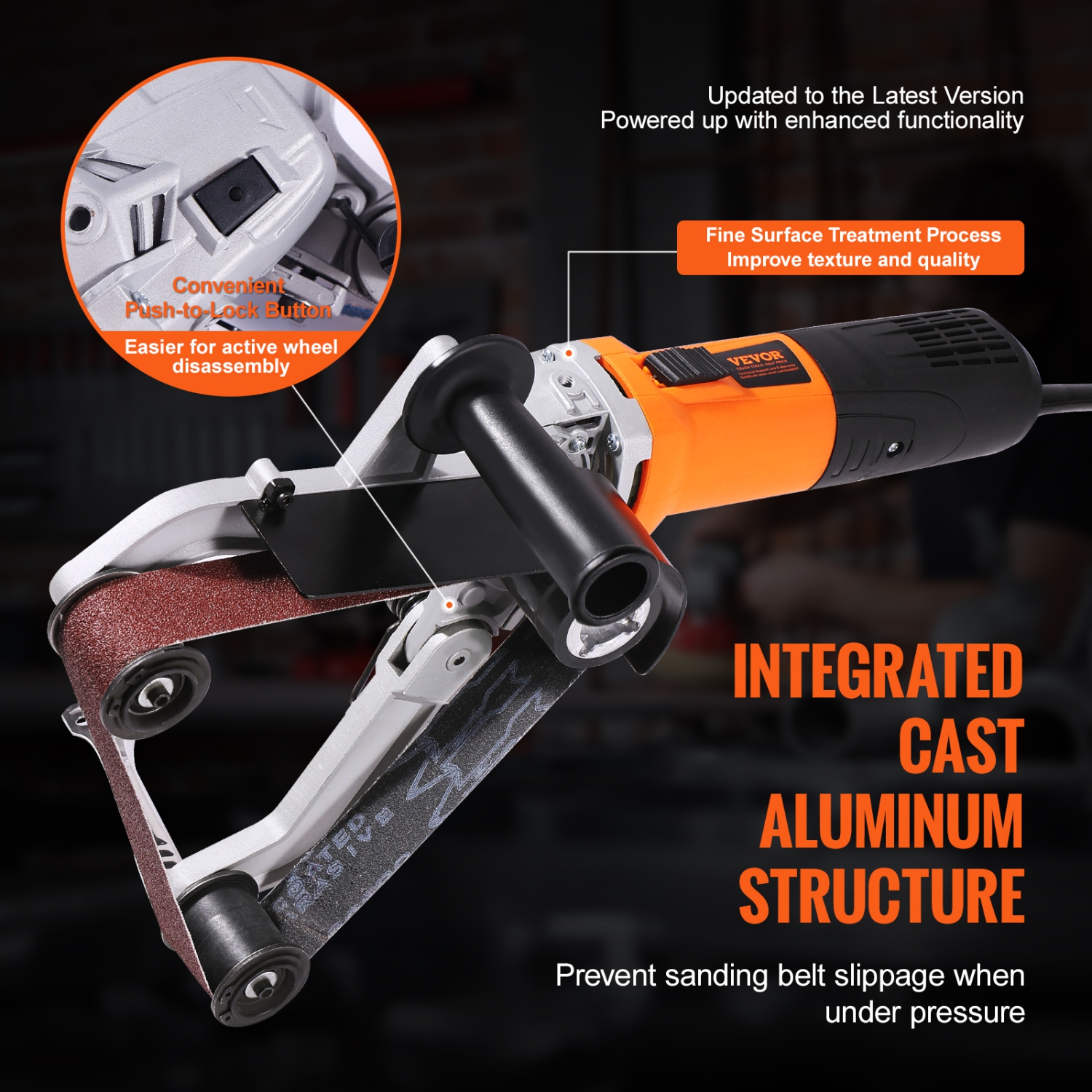 VEVOR 1000W Pipe Tube Polisher Sander, Pipe Belt Sander with 6 Variable Speeds 1100-3200rpm, Professional Belt Sander Grinding Machine with 3PCS