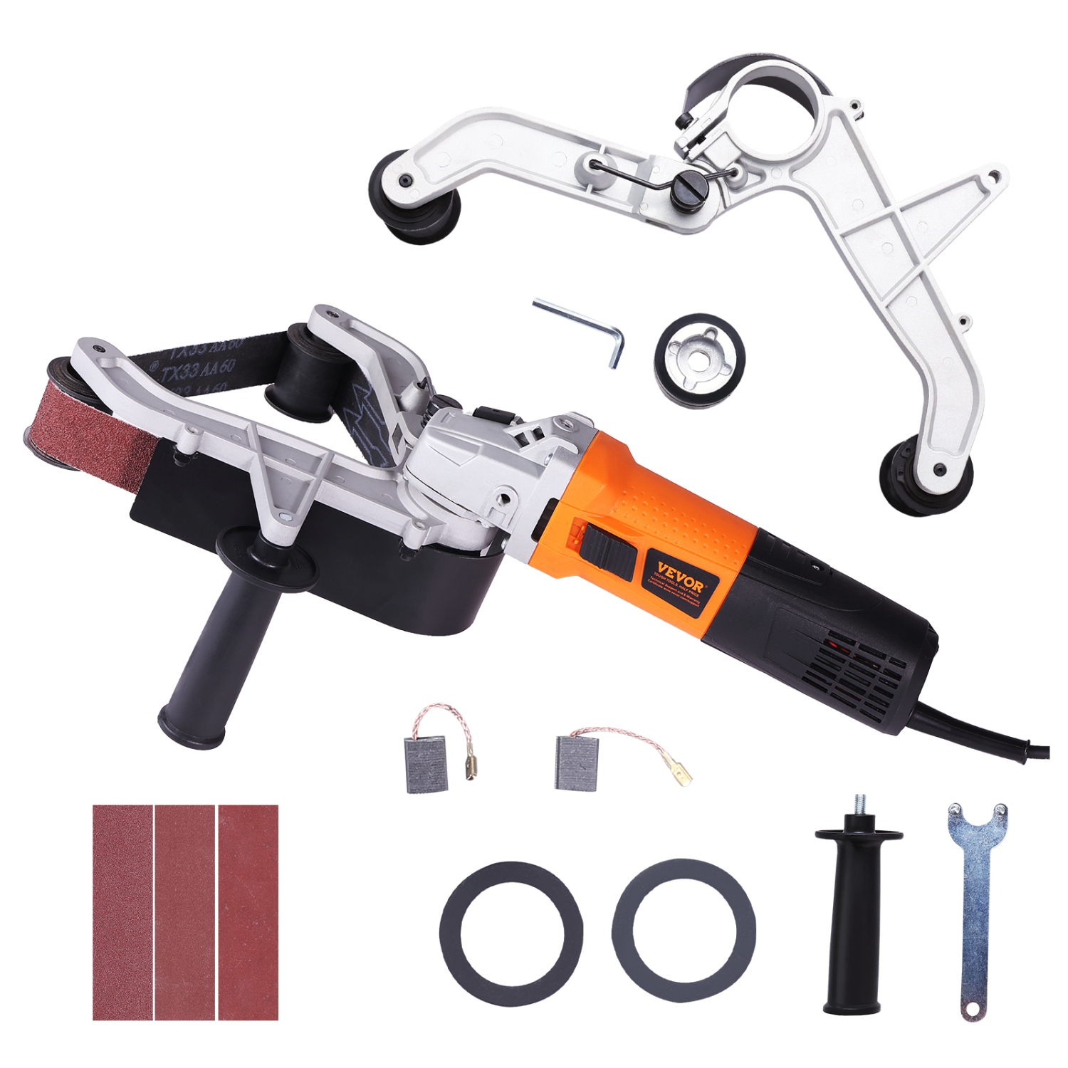 VEVOR 1000W Pipe Tube Polisher Sander, Pipe Belt Sander with 6 Variable Speeds 1100-3200rpm, Professional Belt Sander Grinding Machine with 3PCS