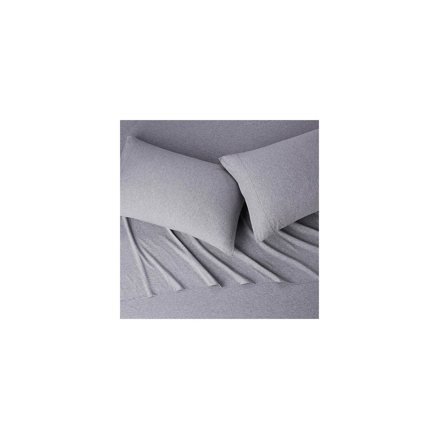 VAST Amazon Basics Heather Cotton Jersey Bed Sheet Set - Full, Light Grey, Queen Size