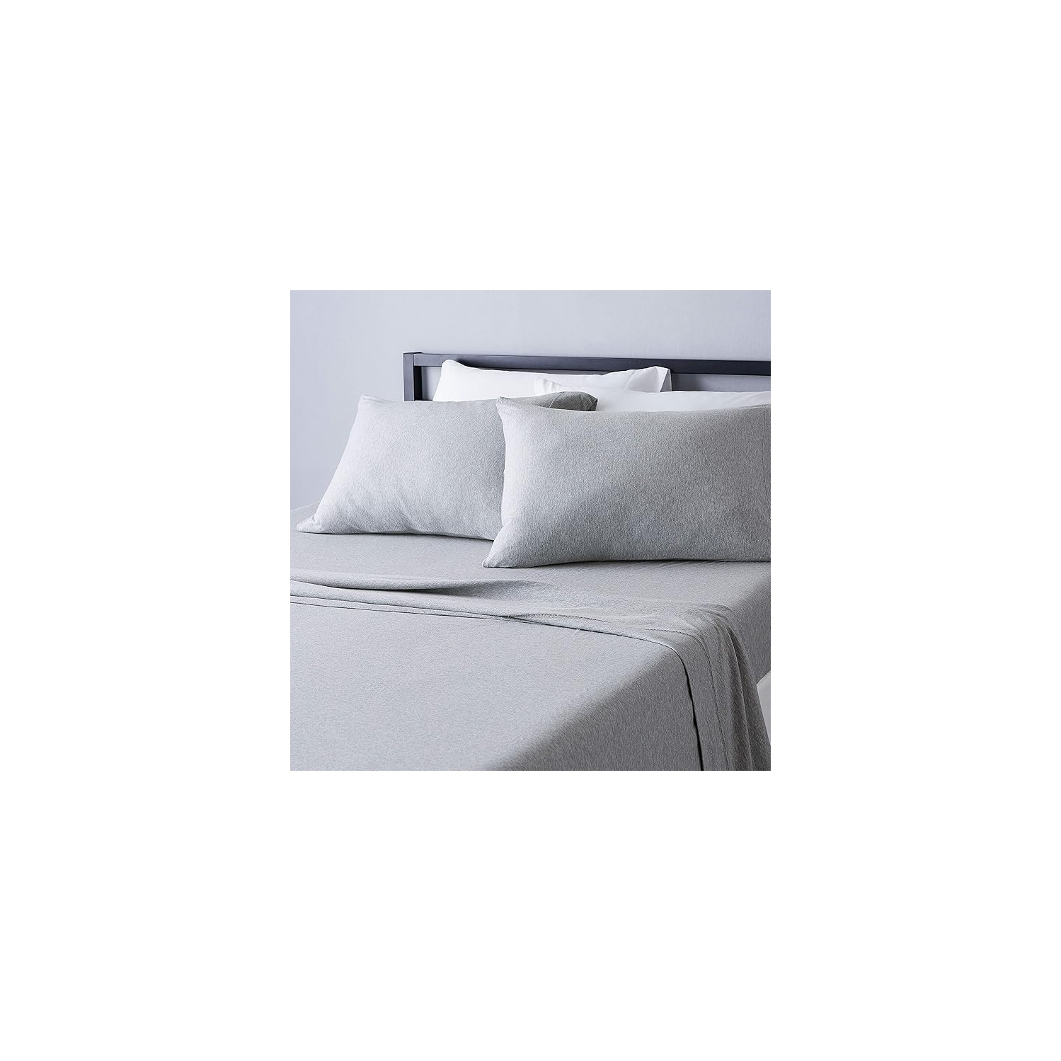 VAST Amazon Basics Heather Cotton Jersey Bed Sheet Set - Full, Light Grey, Queen Size