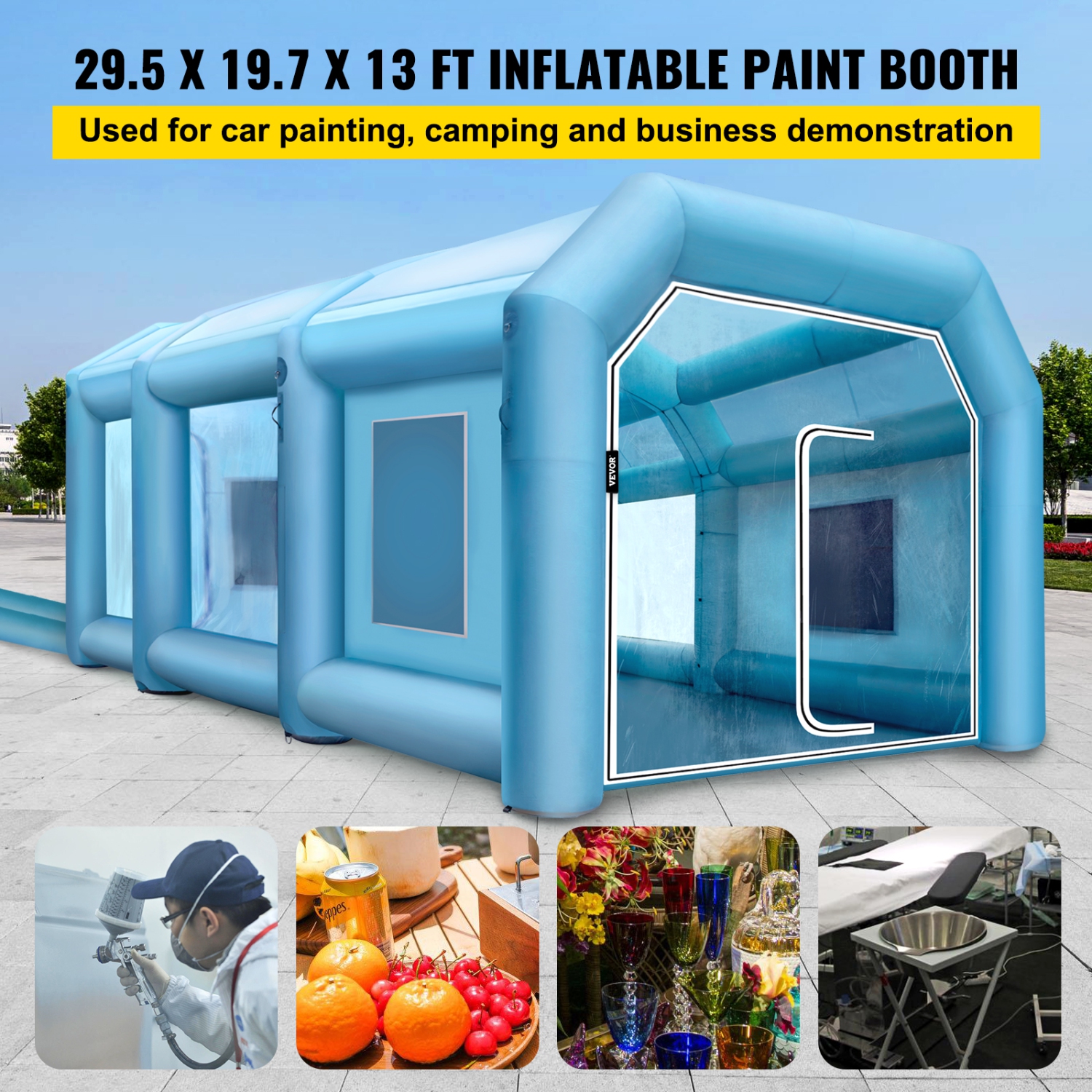 VEVOR 29.5x19.7x13 ft Inflatable Paint Booth,Spray Paint Booth,with 2 Powerful Blowers Inflatable Spray Booth with Air Filter System,Car Paint Booth