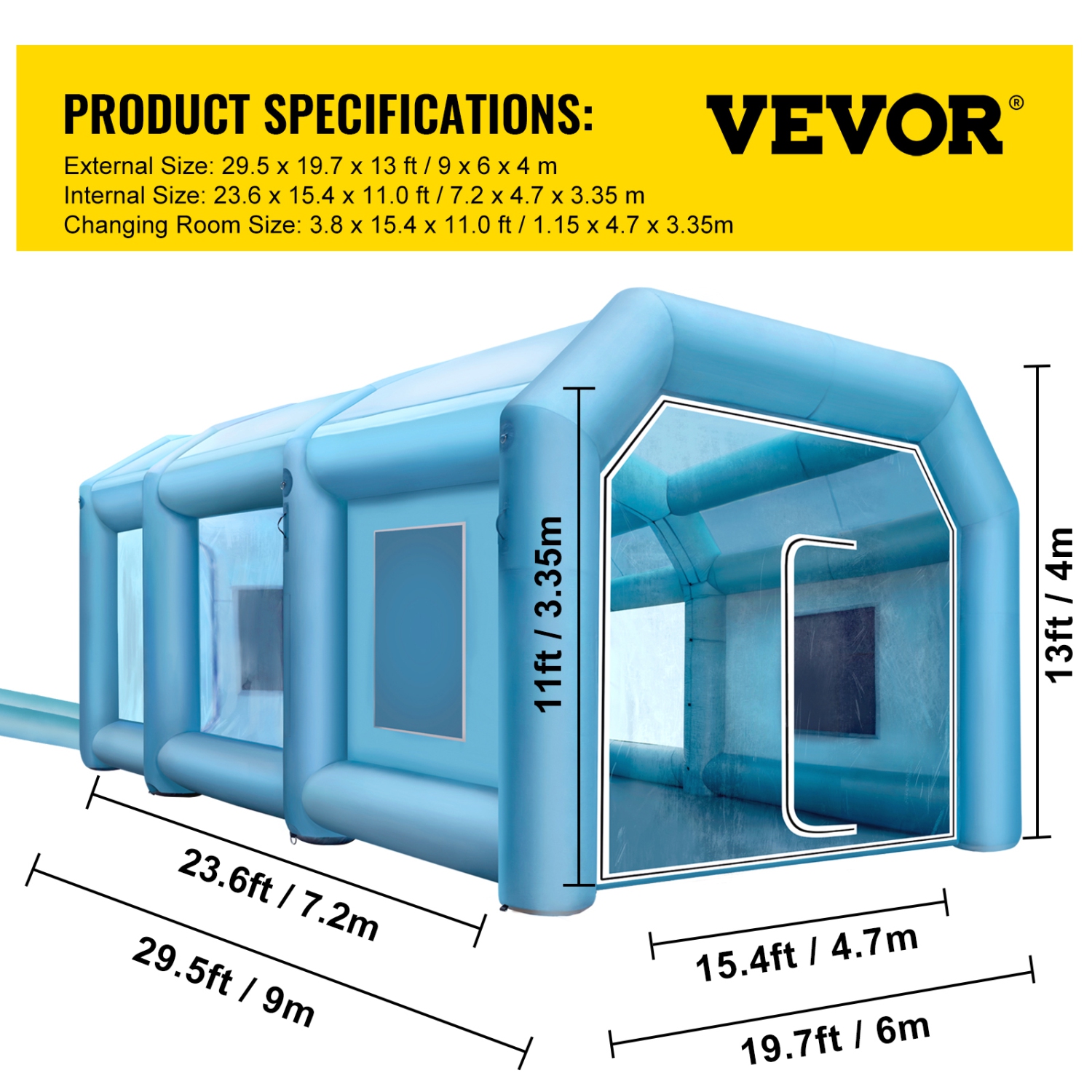 VEVOR 29.5x19.7x13 ft Inflatable Paint Booth,Spray Paint Booth,with 2 Powerful Blowers Inflatable Spray Booth with Air Filter System,Car Paint Booth