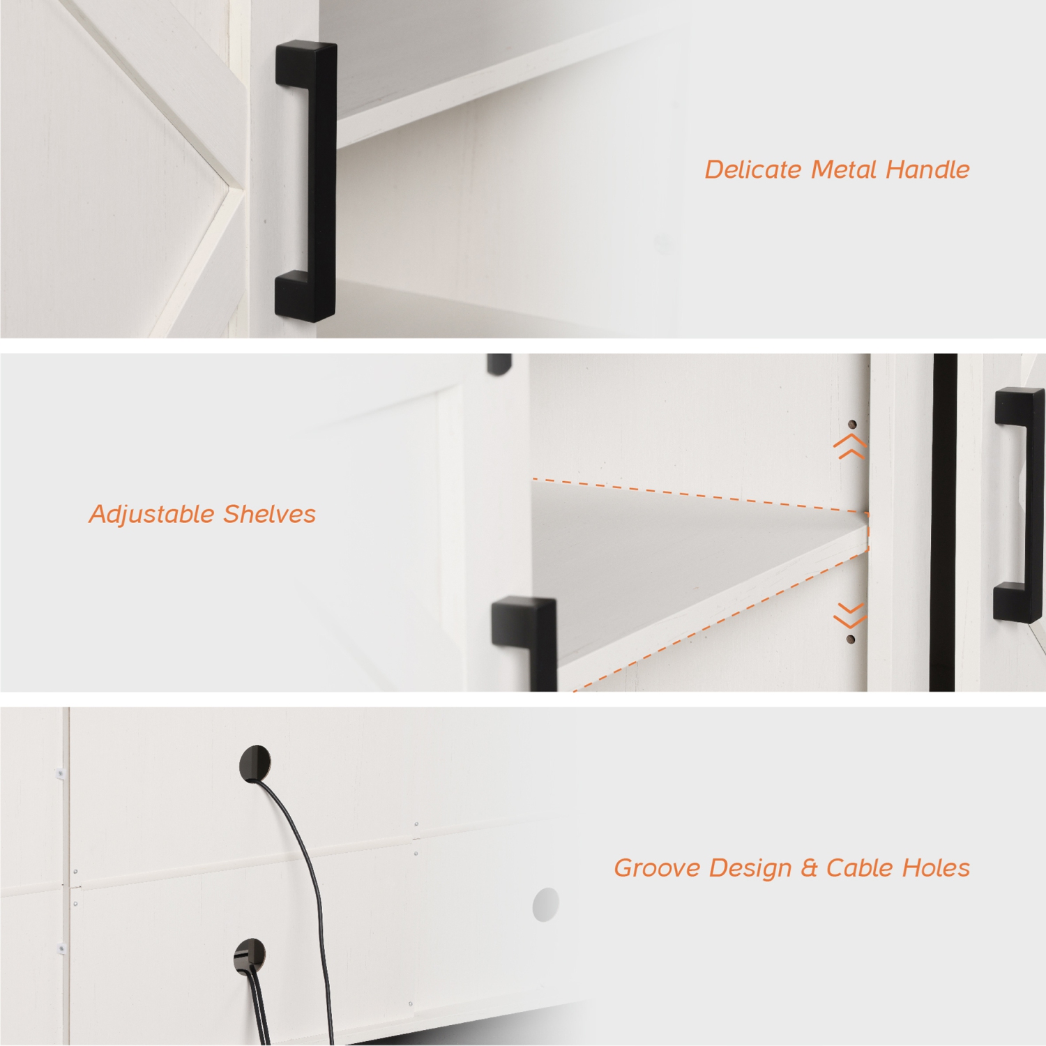 WAMPAT Farmhouse TV Stand Modern Sliding Barn Door Entertainment Center for TVs Up to 100 inch, Wood TV Media Console Table Cabinet Storage for